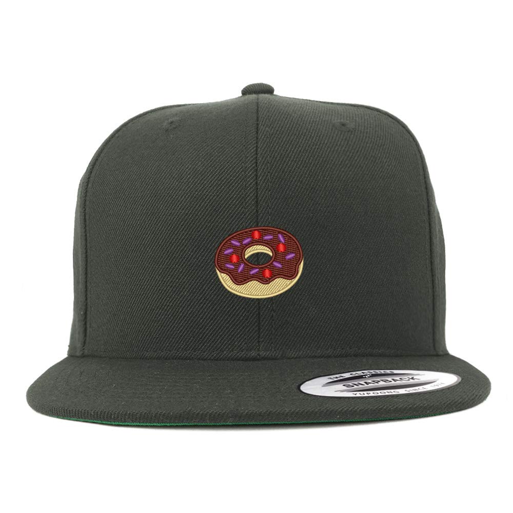 Trendy Flexfit XXL Donut Embroidered Structured Flatbill Snapback Cap for Men - Fashionable Adjustable Baseball Hat for Streetwear, Hip Hop & Casual Outfits