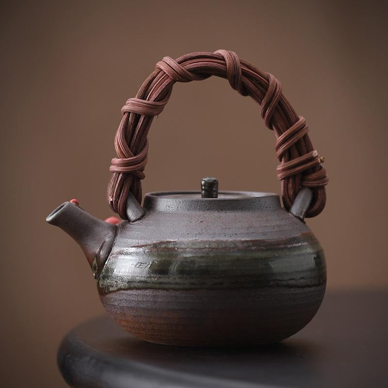 Handmade Japanese Rattan Weaving Teapot - Traditional Bamboo Craft Teapot for Tea Ceremony, Home Decor & Gift Idea