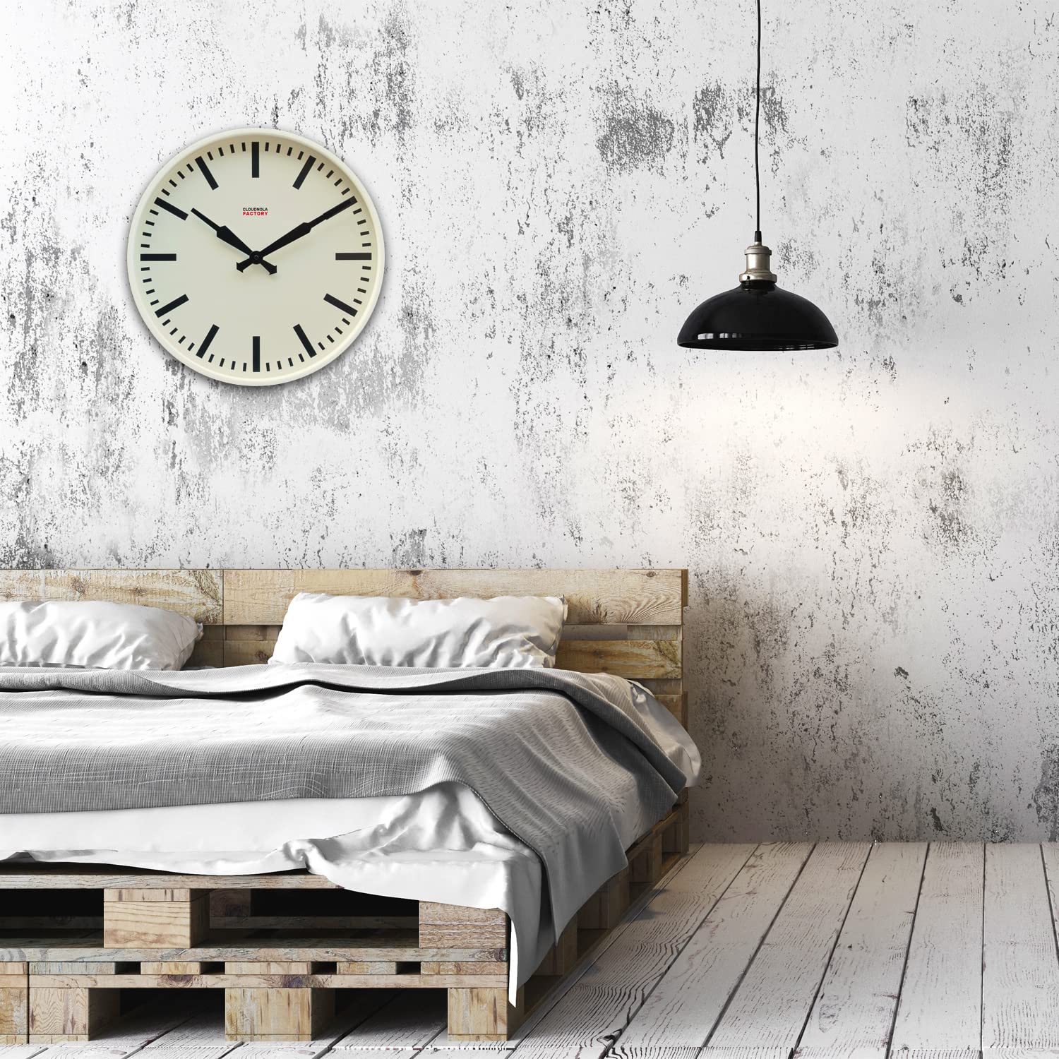 Cloudnola 18 Inch White Metal Wall Clock - Modern Silent Non-Ticking Battery Operated Quartz Clock for Living Room, Bedroom, Office & Home Decor