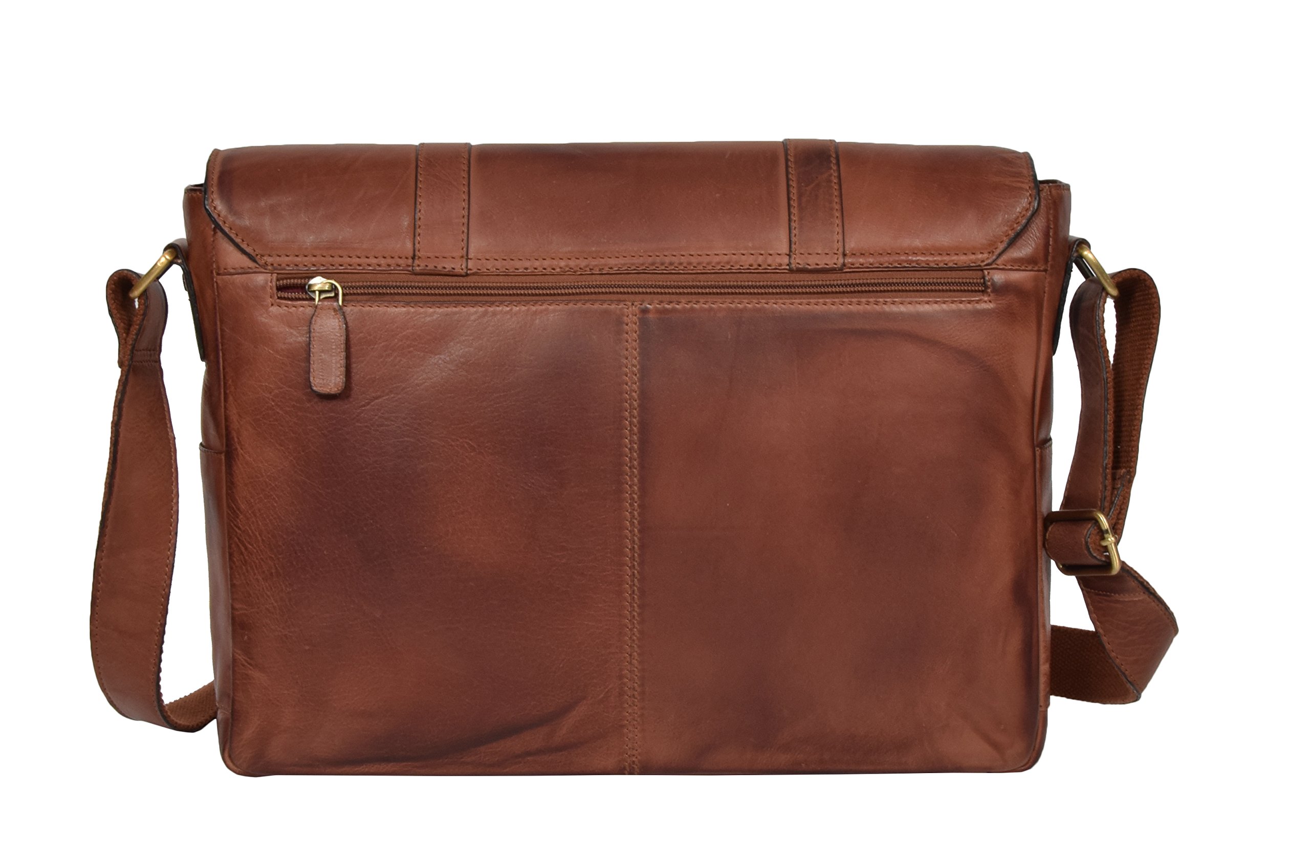 Genuine Leather Two-Tone Messenger Bag for Men & Women - Crossbody Laptop Satchel with Organizer Compartments - Perfect for Work, Travel & Daily Commute
