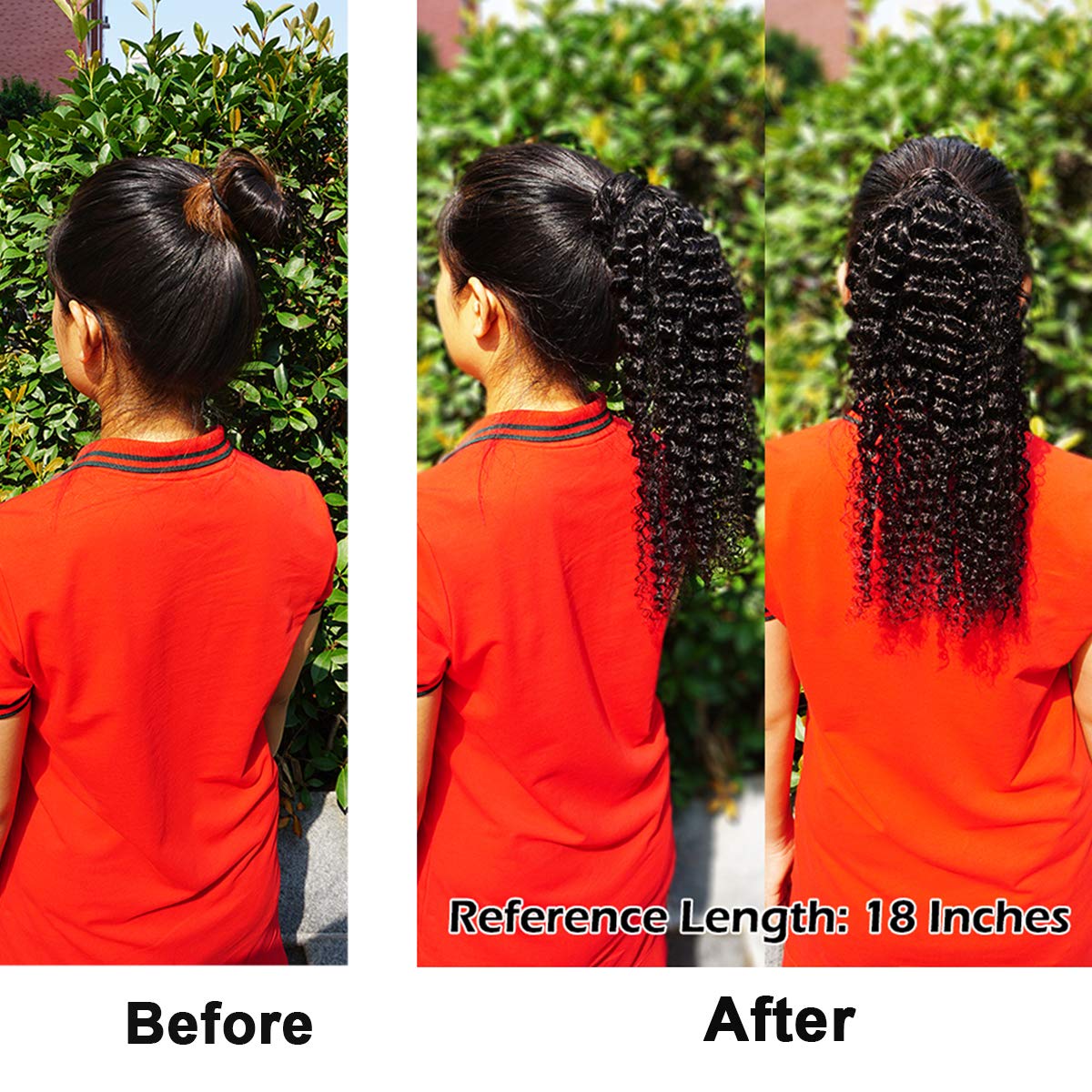 3C Remy Brazilian Human Hair Ponytail Extension with Wrap Drawstring - 20 Inch Afro Kinky Curly Clip-in Hair Piece for Women | Natural Color Human Hair Extensions for Daily Wear, Parties & Special Occasions