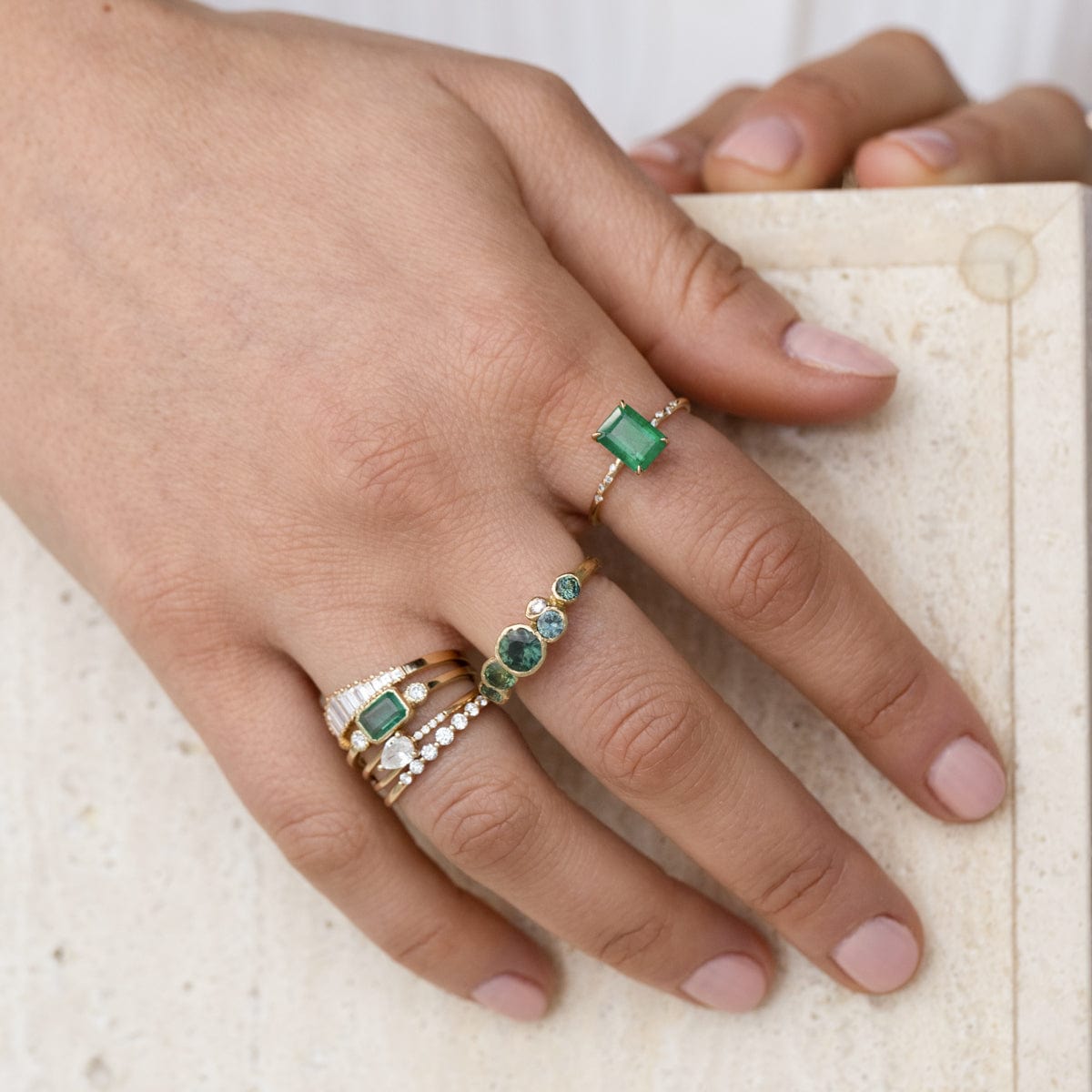 Stunning 14K Gold Large Starry Emerald Ring for Women - Elegant Statement Jewelry for Parties, Weddings & Special Occasions