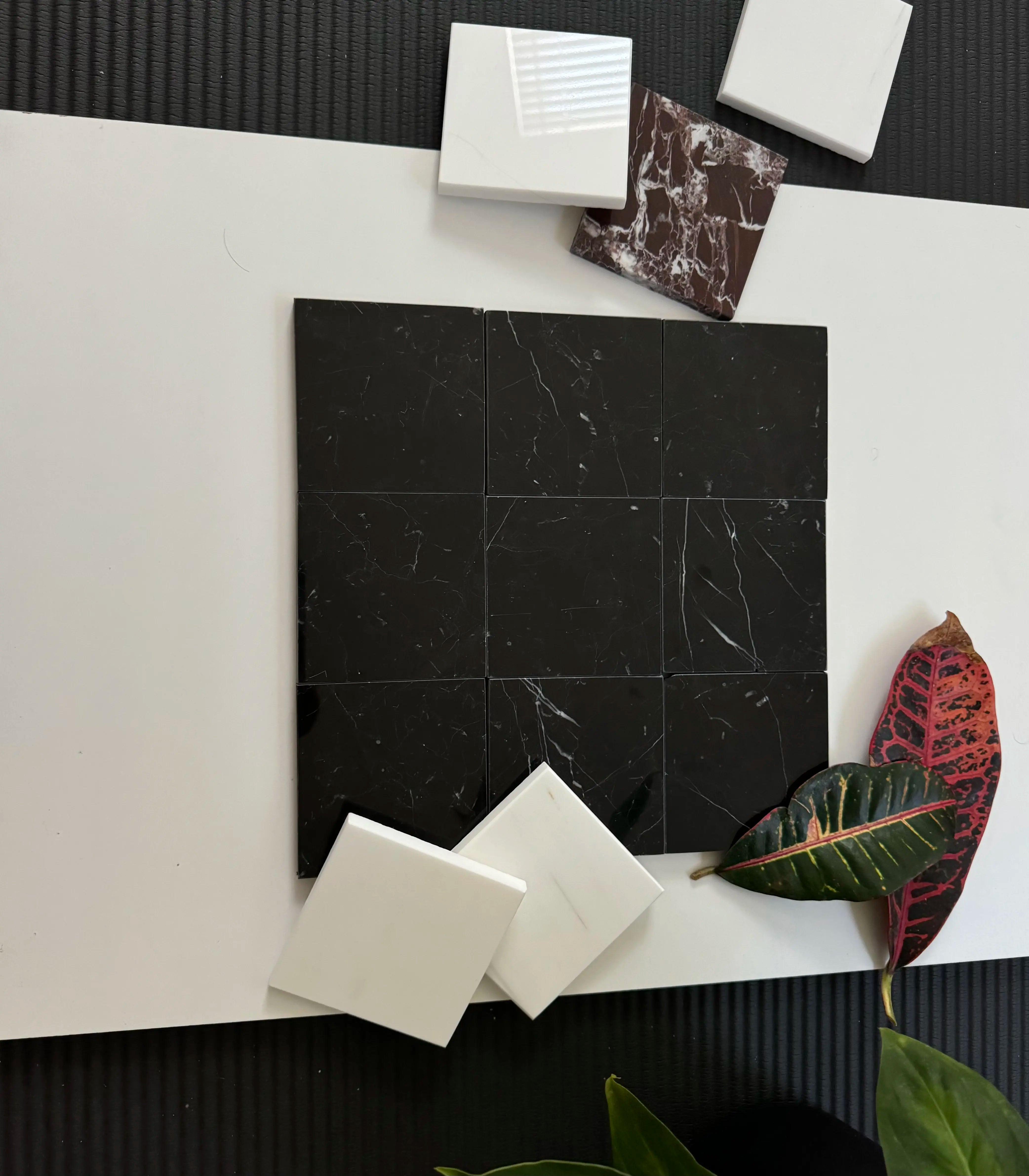 Bianco Dolomite Nero Marquina Checkerboard Tiles - Polished or Honed Marble Flooring for Kitchen, Bathroom & Living Room Decoration