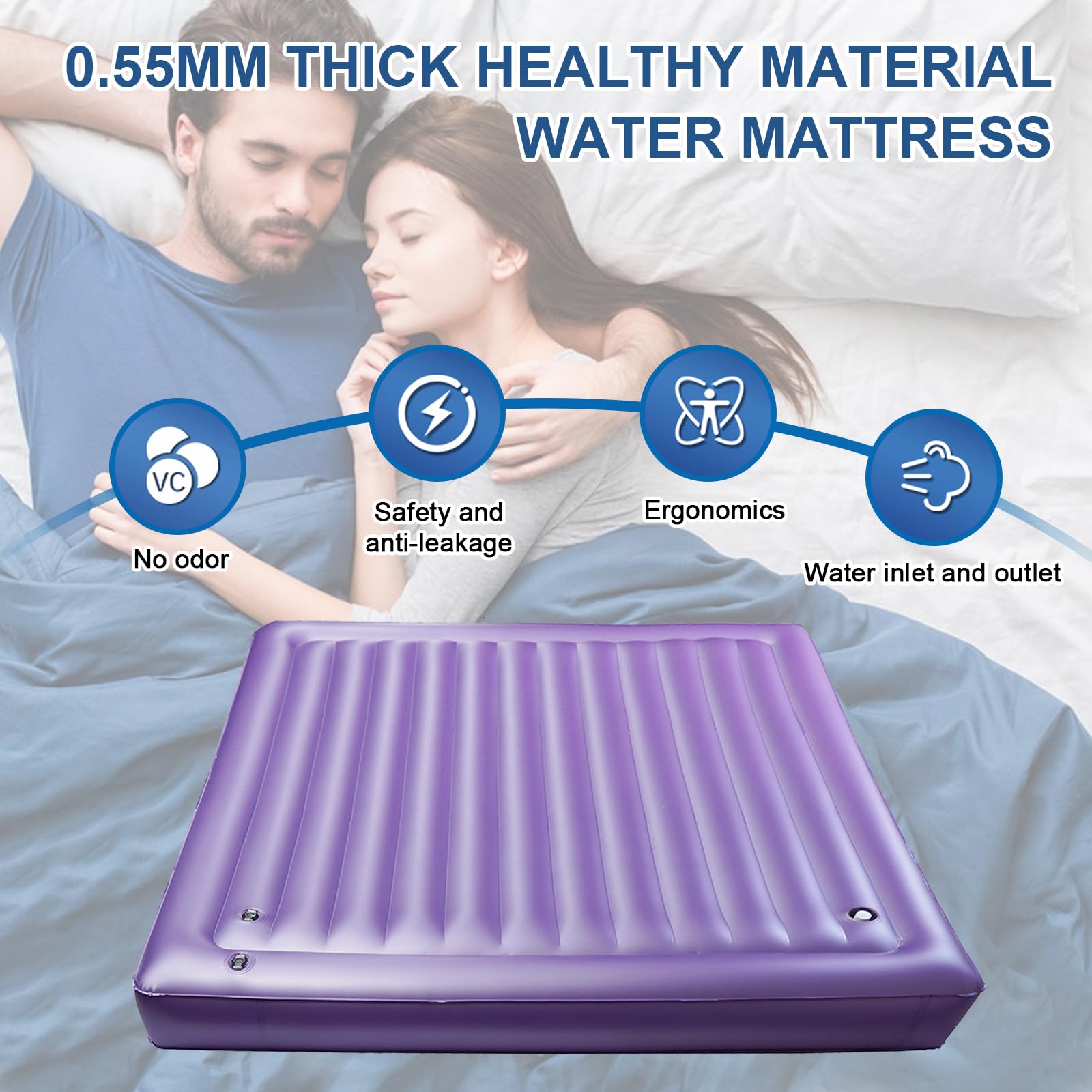 95% Small Wave Water and Air Dual Purpose Mattress with Air Pump & Water Pipe - No Frame Needed, Perfect for Home, Camping & Travel (Queen Size 60