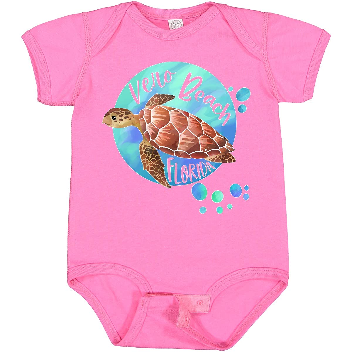 Inktastic Vero Beach Florida Swimming Sea Turtle with Bubbles Baby Bodysuit - Cute Ocean-Themed Onesie for Newborns & Infants - Perfect for Beach Vacations, Pool Parties & Summer Outfits