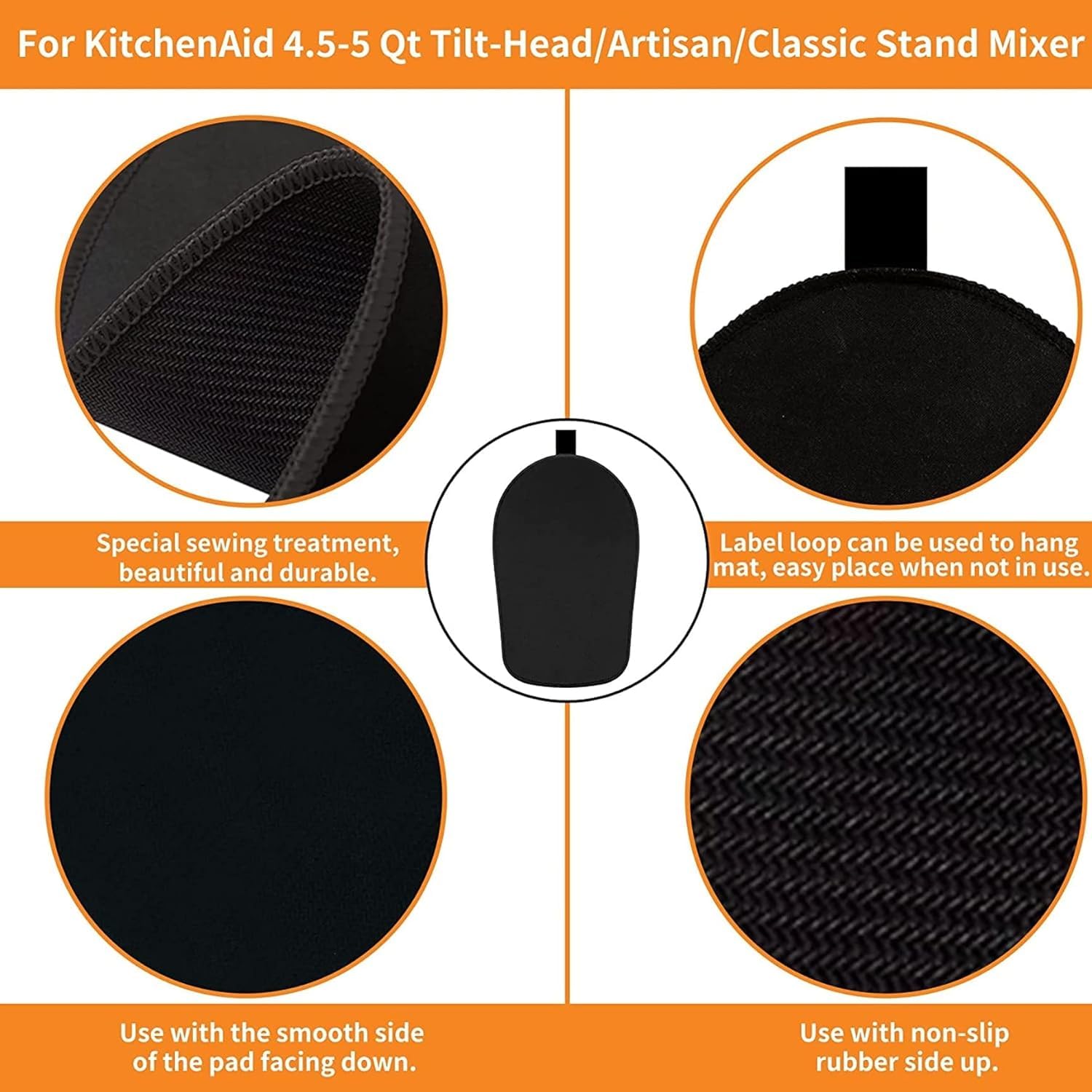 KitchenAid Mixer Sliding Mat with 2 Grey Accessories - Non-Slip Pad for 4.5-5 Qt Tilt-Head Stand Mixer - Essential Kitchen Appliance Accessories for Easy Mixing and Baking