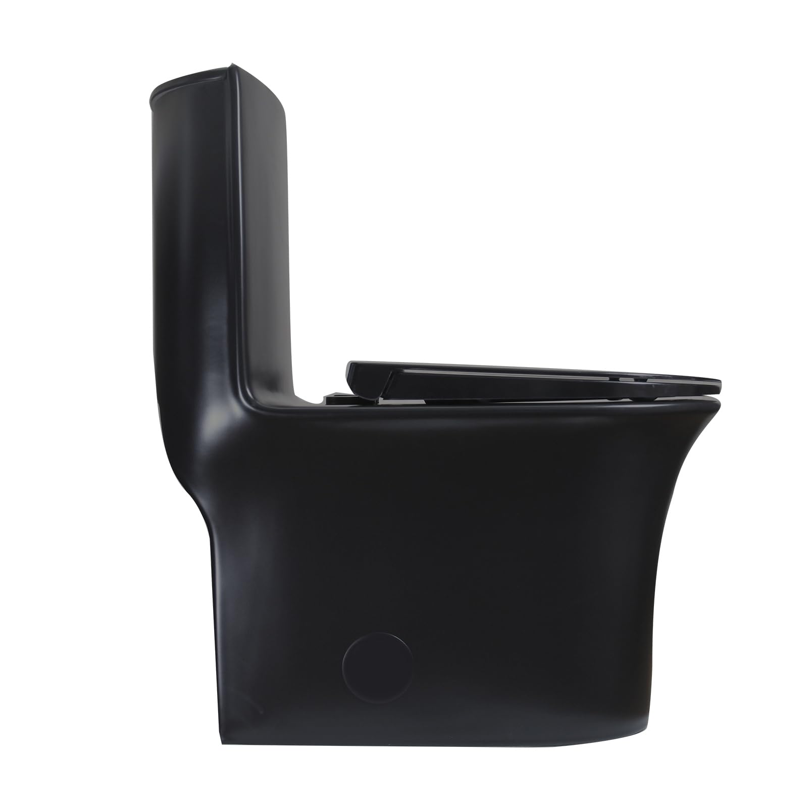 WinZo Elongated One Piece Toilet with 3-in-1 Dual Flush & Soft Close Seat - Modern Elongated Toilet Bowl with Matt Black Finish for Bathroom, Home, and Commercial Use