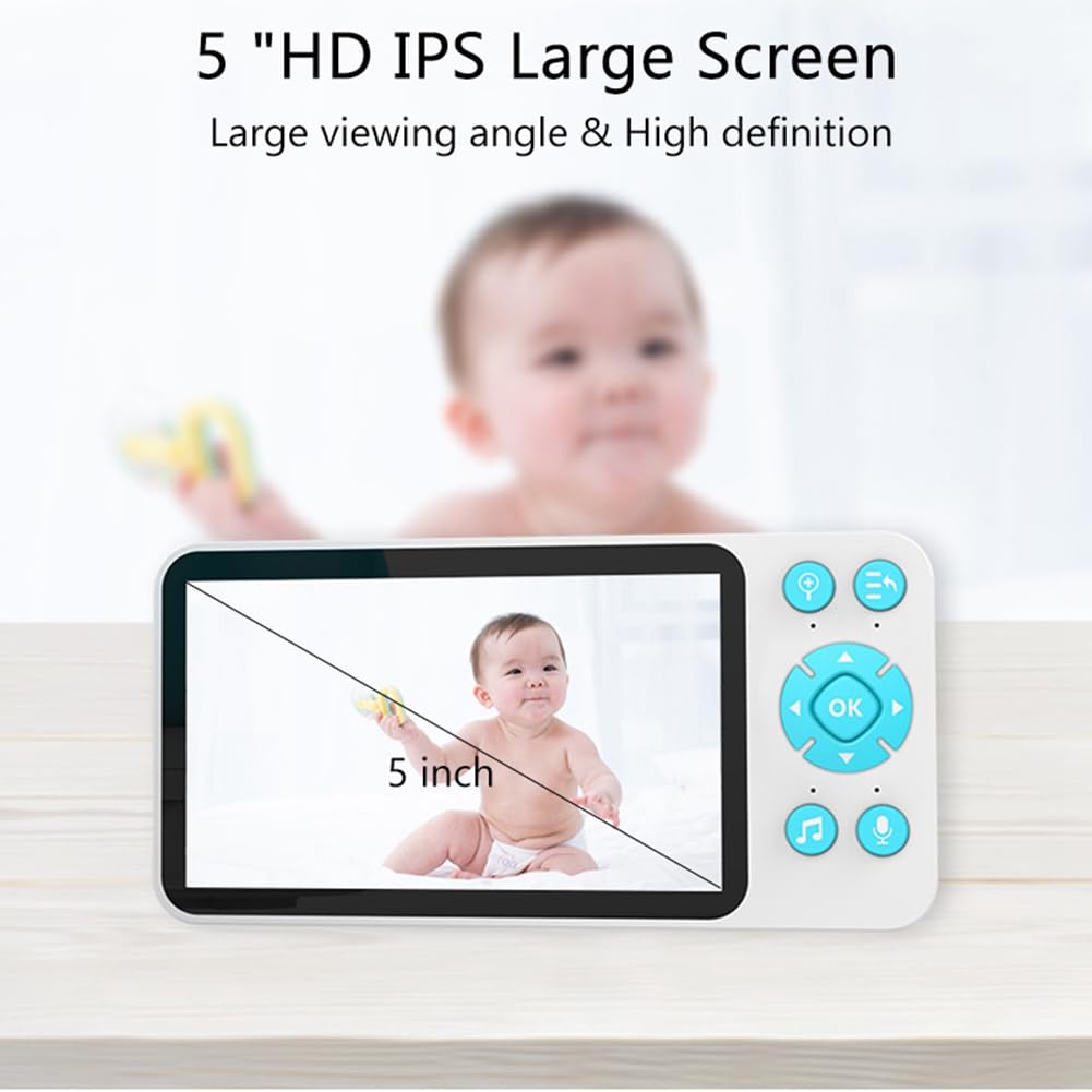 Conlanler Tuya 5 Inch 1080P Wireless Baby Monitor with HD Night Vision & PTZ - Easy Install Security Camera for Nursery, Kids Room & Home (US Plug) - Perfect for New Parents, Child Safety & Remote Monitoring