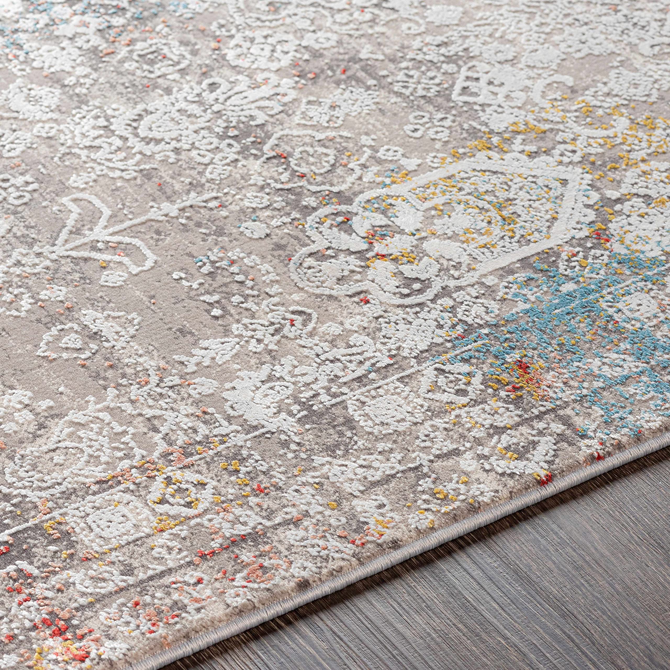 Hauteloom Witheridge Modern Hallway & Kitchen Runner Rug - Blue, Pink, Gray - 3' x 8' - Non-Slip Washable Rug for Entryway, Dining Room, Bathroom Decor