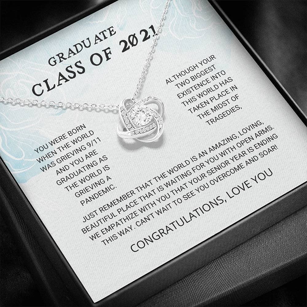 2021 Graduation Love Knot Necklace - Personalized Jewelry Gift for Graduate Class | Senior Graduate Present, Unique Graduation Gift Ideas with Card | Perfect for Commencement Ceremonies & Celebrations