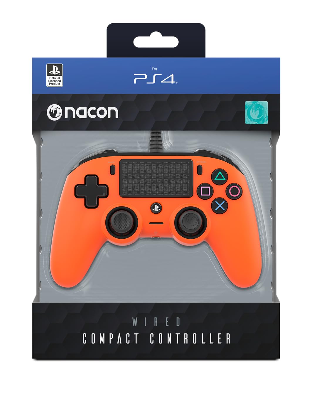 Nacon Wired Compact PS4 Controller - Orange | Ergonomic Design for Enhanced Gaming Performance | Perfect for Fighting Games & Long Gaming Sessions on PlayStation 4