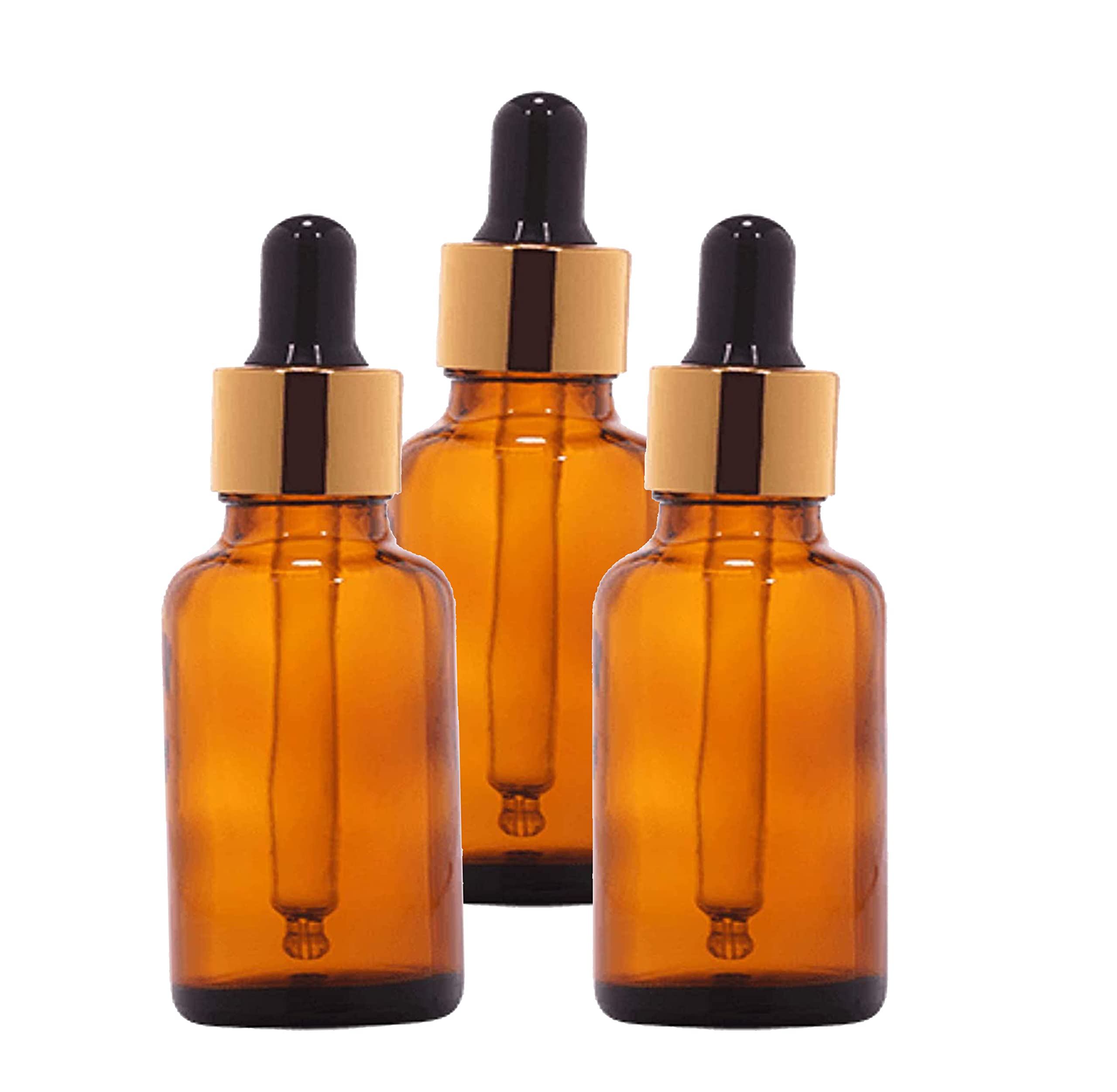 Amber Glass Dropper Bottles 30ml (3-Pack) - Essential Oil Bottles, DIY Perfume & Cosmetic Containers for Aromatherapy, Skincare, Travel - Perfect for Home, Spa & DIY Beauty Projects