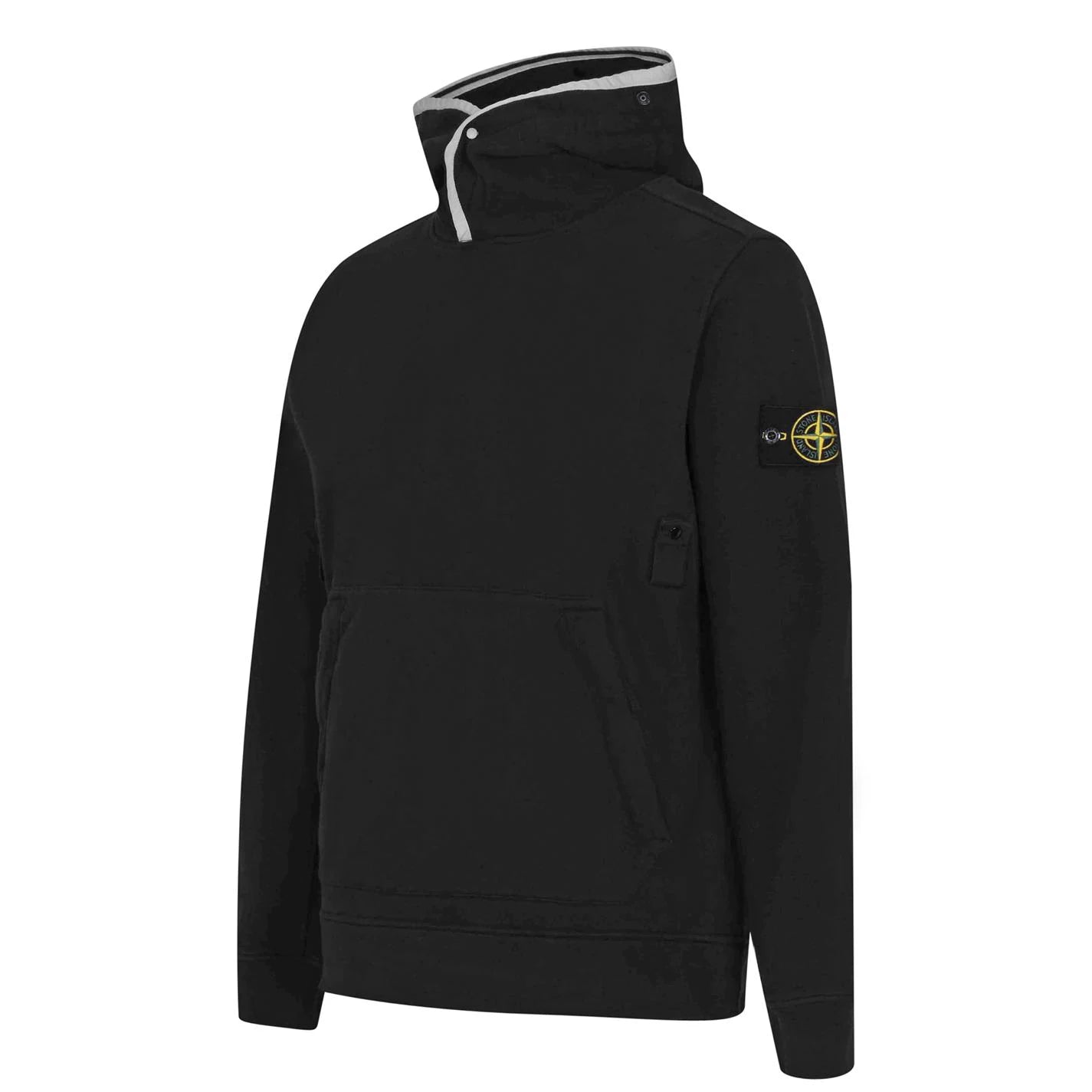 Stone Island Black Contrast Piping Hoodie - Men's Premium Pullover Sweatshirt with Stylish Detailing | Perfect for Casual Wear, Street Style & Outdoor Activities