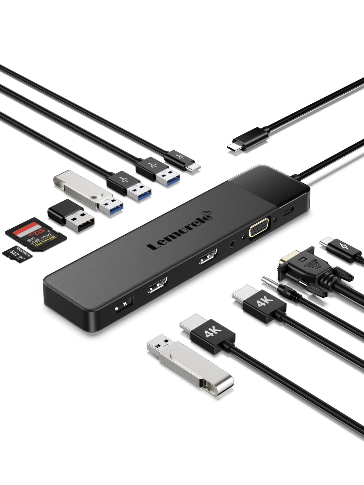 13-in-1 USB C Docking Station with Triple Monitor Support, Dual HDMI 4K, VGA, 5 USB Ports, 100W PD, SD/TF Card Reader - Universal USB C Hub for Lenovo, Dell, HP, Surface Laptops - Perfect for Home Office, Gaming & Multi-Tasking