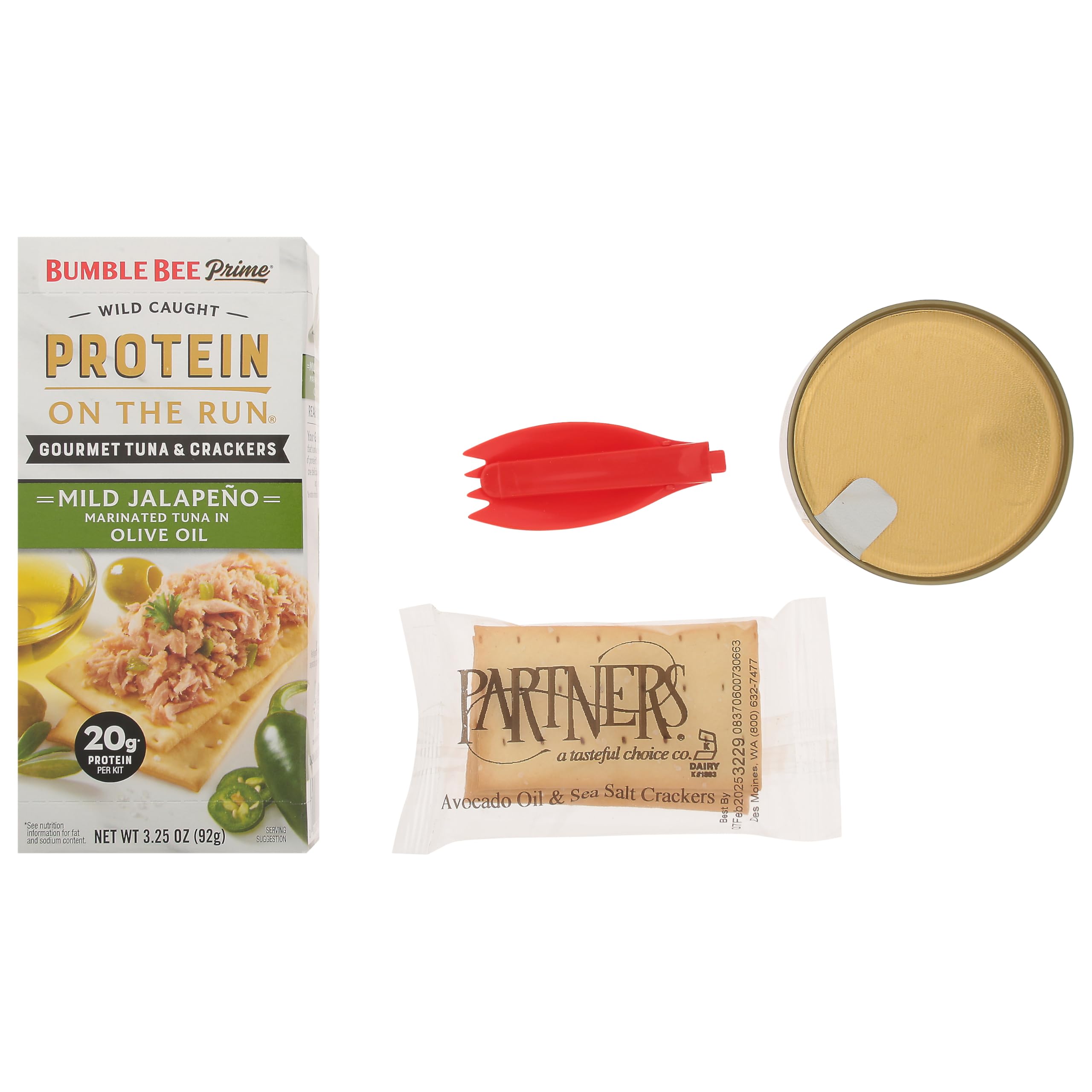 Bumble Bee Prime Protein Tuna Snack Kit - Pack of 12, Gourmet Tuna in Olive Oil & Mild Jalapeno with Crackers & Utensil - 20g Protein per Serving - Perfect for On-the-Go Lunches, Office Snacks & Outdoor Adventures