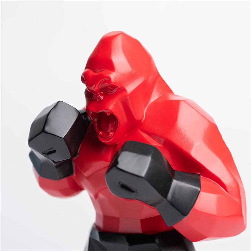 Resin Boxing King Kong Orangutan Sculpture - Modern Gorilla Statue for Home Decor, Living Room, Bedroom & Entrance - Animal Figurines & Art Collectibles for Jungle Theme, Office Desk, Gift Idea