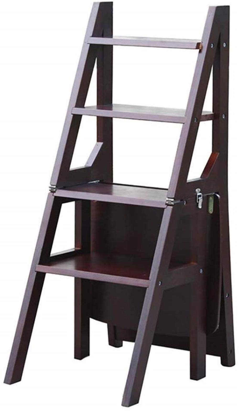 Multifunctional Folding Step Stool for Home - Dark Walnut Kitchen Step Ladder, Shoe Rack, Flower Stand, Indoor Climbing Stool - Perfect for Reaching High Shelves, Organizing Shoes & Displaying Plants
