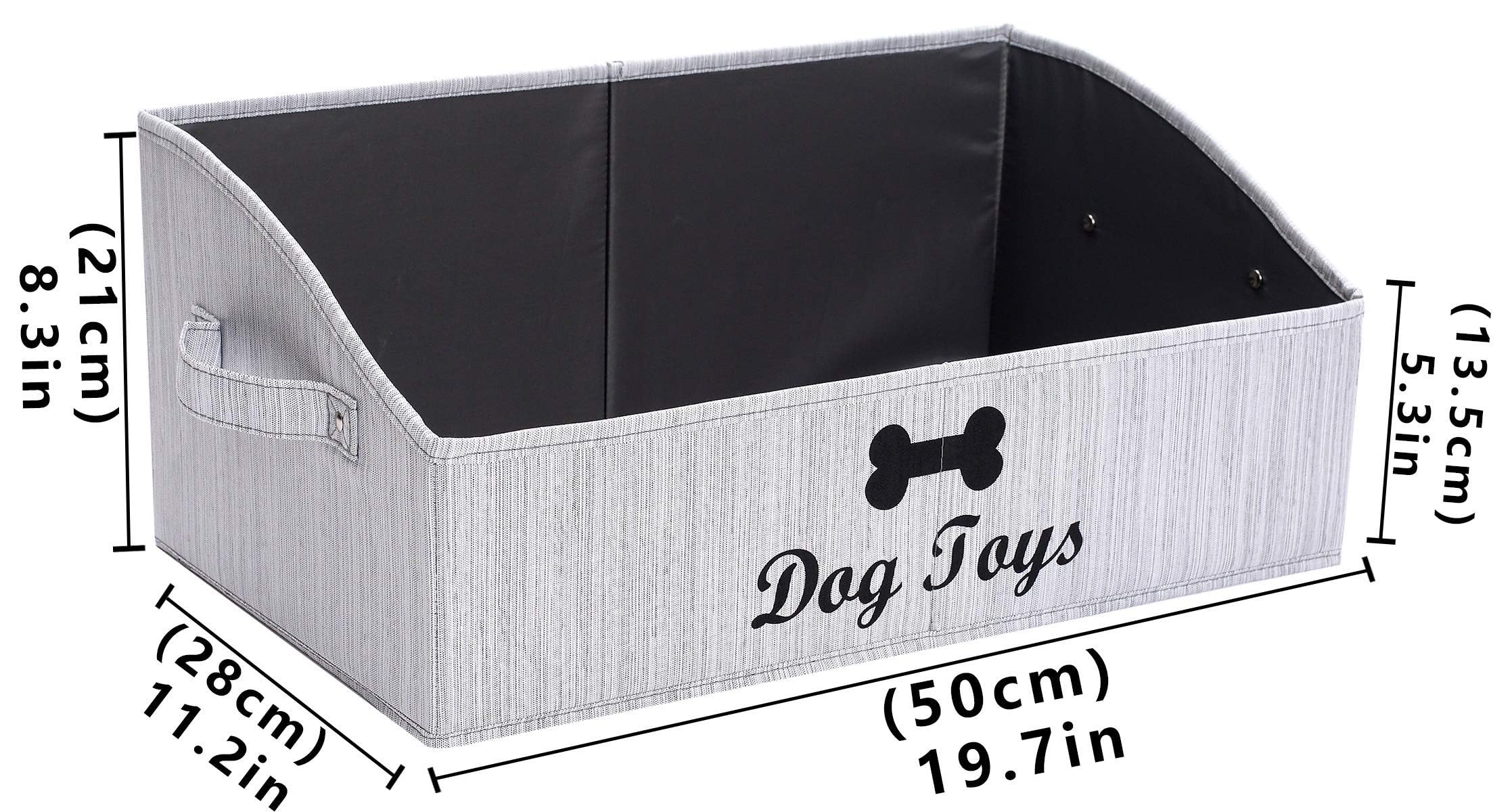 Linen-Cotton Blend Dog Toy Basket & Storage Box for Pet Toys, Blankets, Leashes, Rope Toys - Slub Gray - Perfect for Pet Organization in Living Room, Bedroom or Nursery