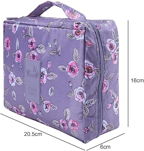 **Keetly Large Capacity Cartoon Makeup Bag - Waterproof Travel Cosmetic Organizer with Brush Holder, Cute Printed Toiletry Pouch for Girls & Teens - Perfect for School, Travel & Daily Use**