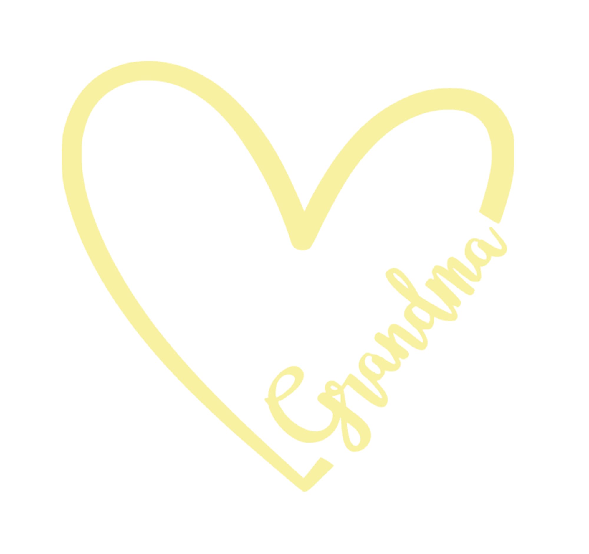 Grandma Heart Iron On Patch - DIY Heat Transfer Vinyl Decal for T-Shirts & Fabric - Family Themed Craft Supplies - Perfect Gift for Grandmother - Yellow Applique for Clothing, Bags & Home Decor