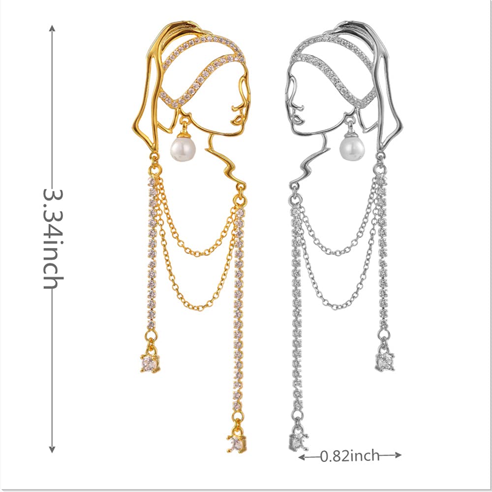 Unique Abstract Face Art Dangle Earrings for Women - Long Tassel Chandelier Handmade Statement Jewelry | Perfect for Parties, Weddings & Fashion Accessories