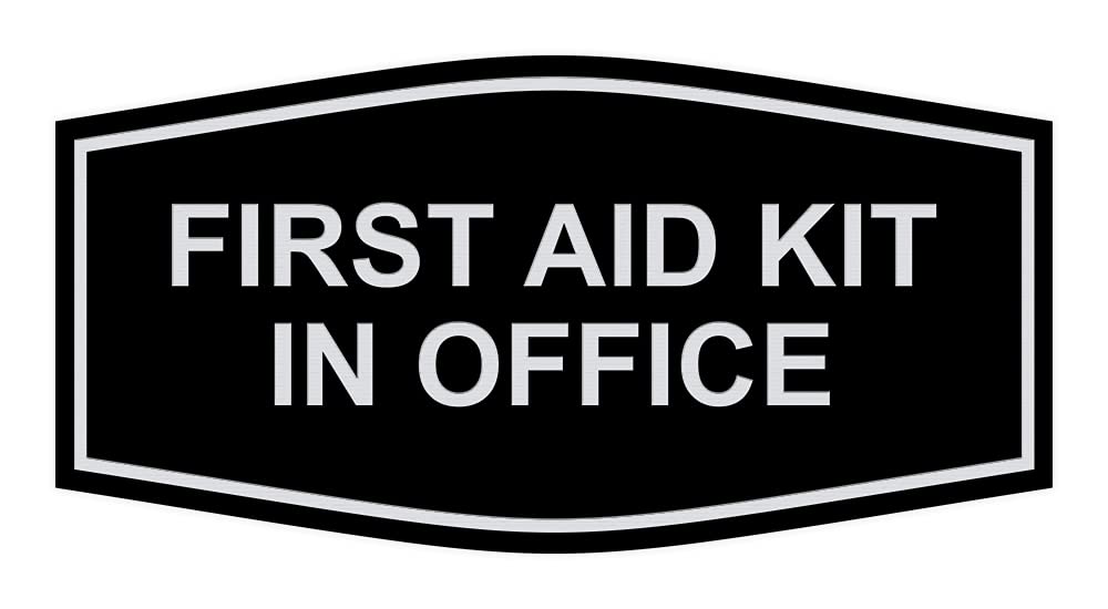 Premium First Aid Kit Sign for Office - Large Black/Silver Safety Sign by ByLITA | Workplace Compliance & Emergency Preparedness