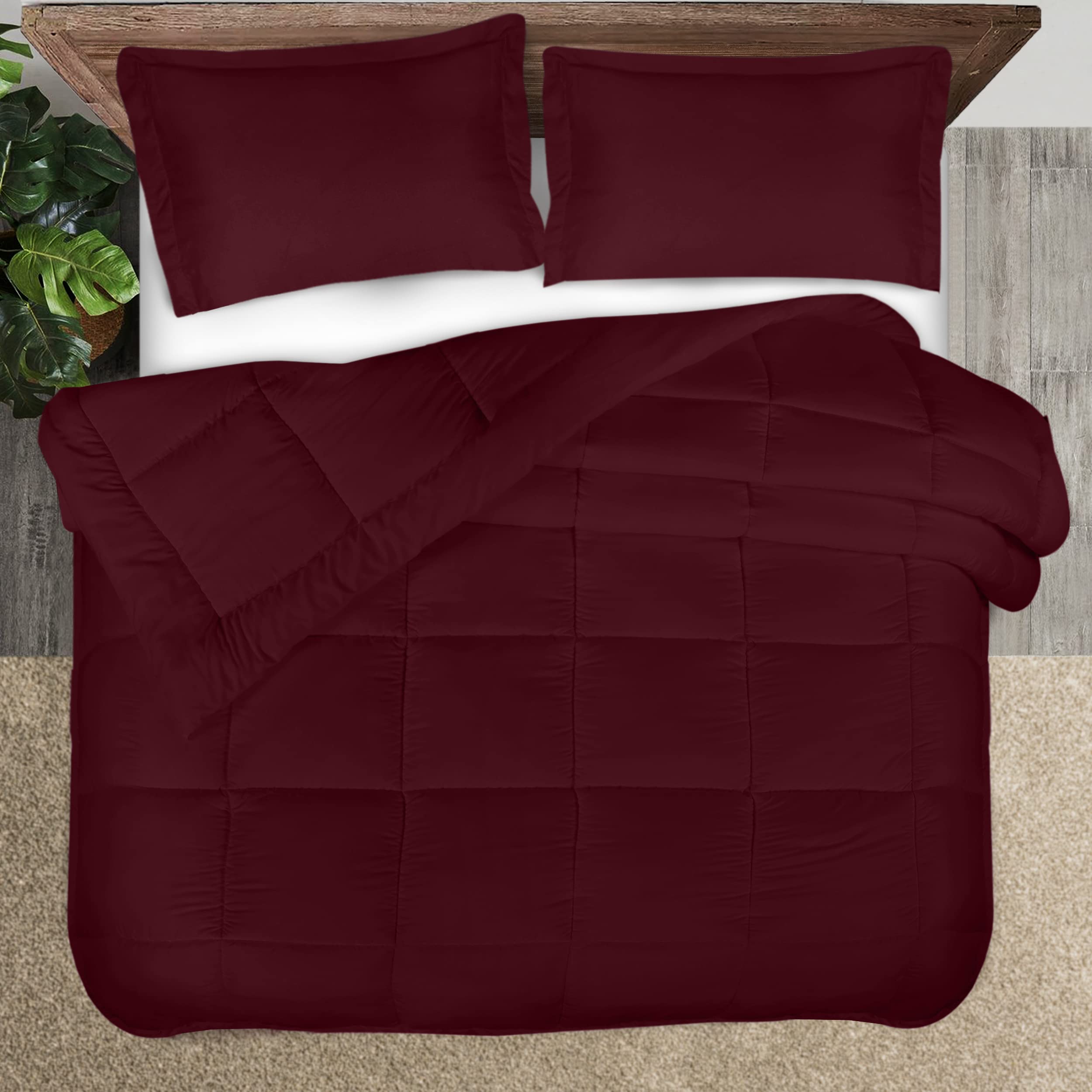 Utopia Bedding King Size Comforter Set with 2 Pillow Shams - Premium Down Alternative Bedding in Burgundy/Red - Ultra Soft & Machine Washable - Perfect for Master Bedrooms, Guest Rooms & Cozy Winter Nights