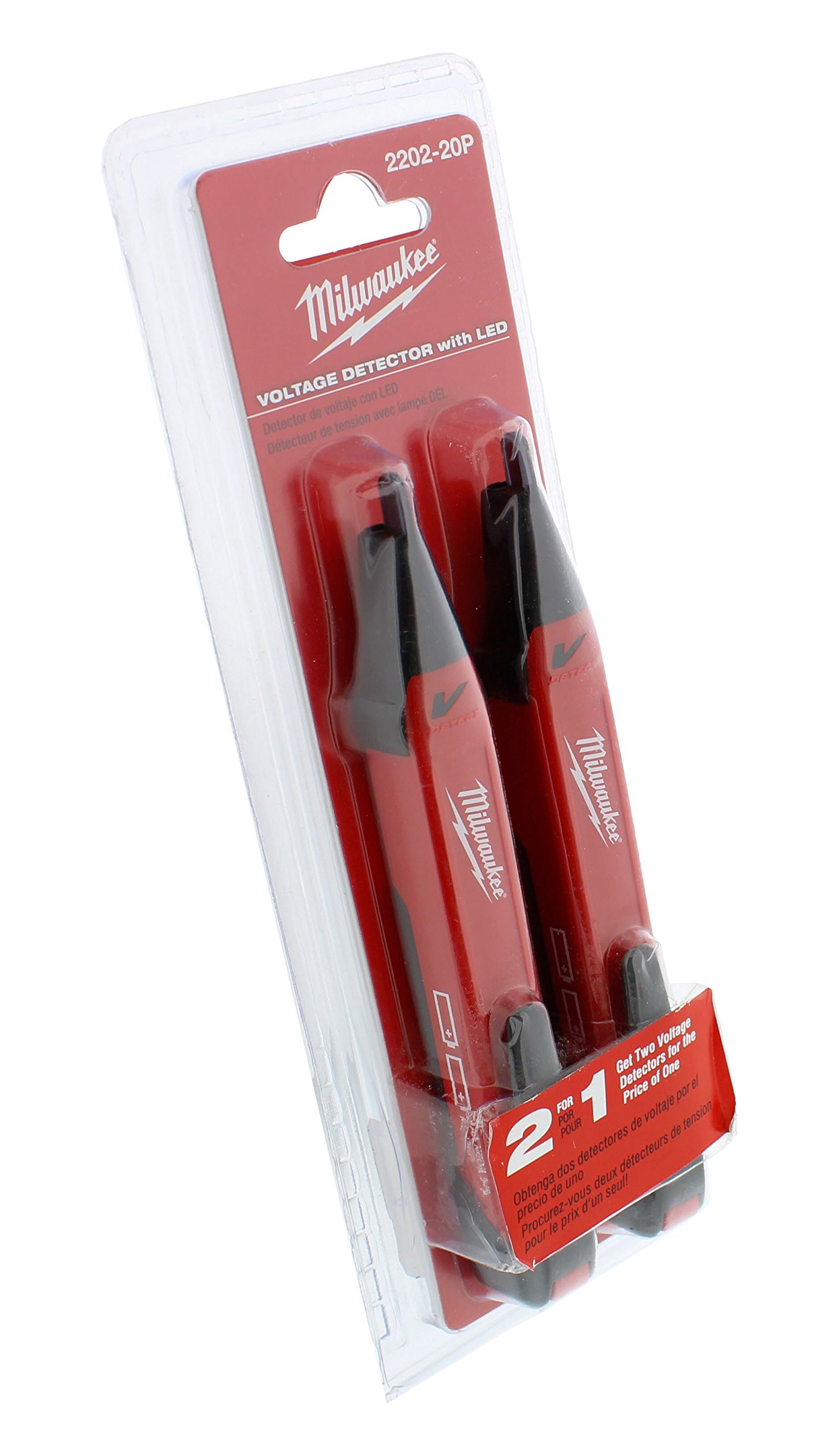 Milwaukee 2202-20P Voltage Detector with LED Light - 2 Pack Non-Contact Electrical Tester for Home & Professional Electricians - Perfect for Outlet Testing, Circuit Breaker Checks & Electrical Safety Inspections