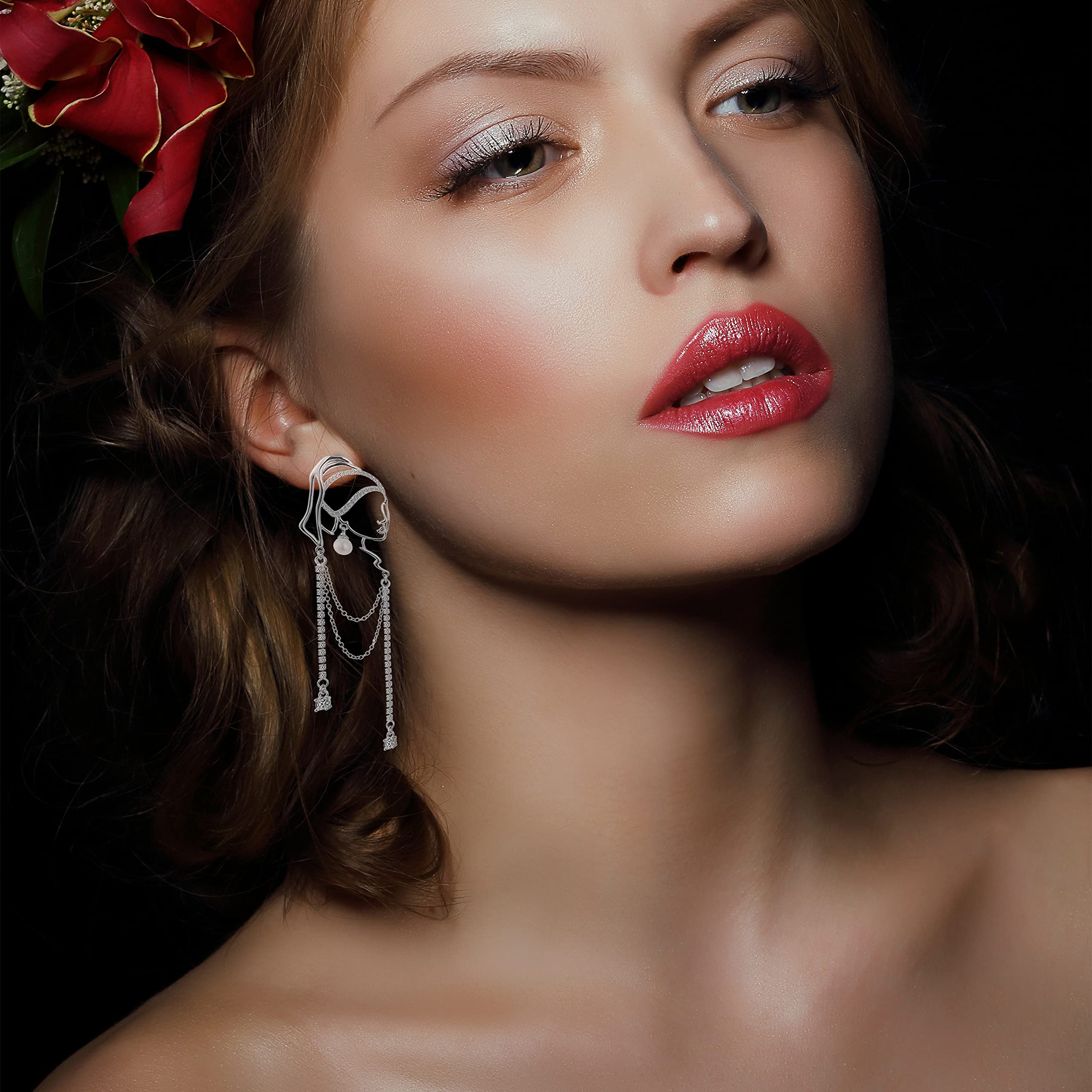 Unique Abstract Face Art Dangle Earrings for Women - Long Tassel Chandelier Handmade Statement Jewelry | Perfect for Parties, Weddings & Fashion Accessories