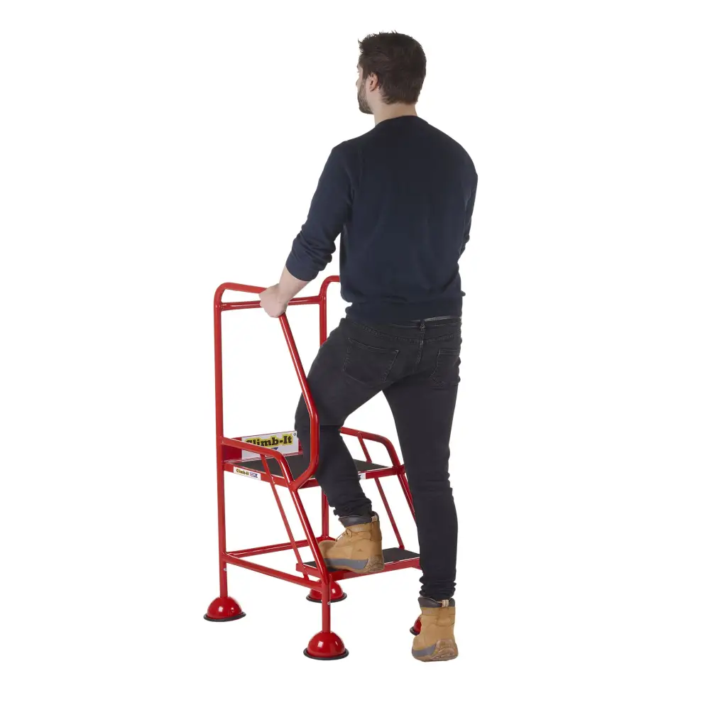 Climb It UK Domed Feet Steps - Red Non-Slip Ladder Accessories for Home, Garage, and Workshop Use