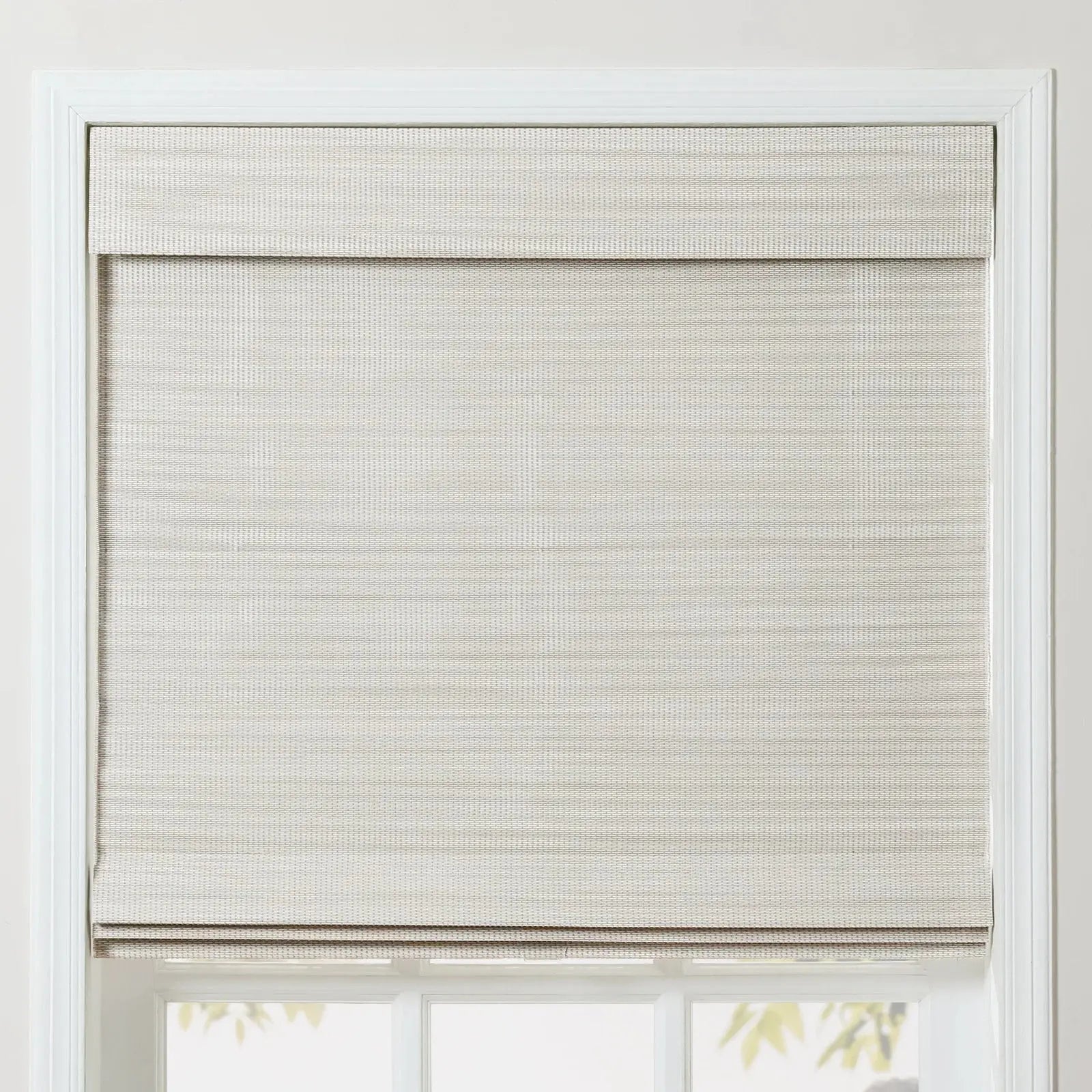 Sybil Bamboo Roman Shade - Natural Wall White Window Treatment for Living Room & Bedroom