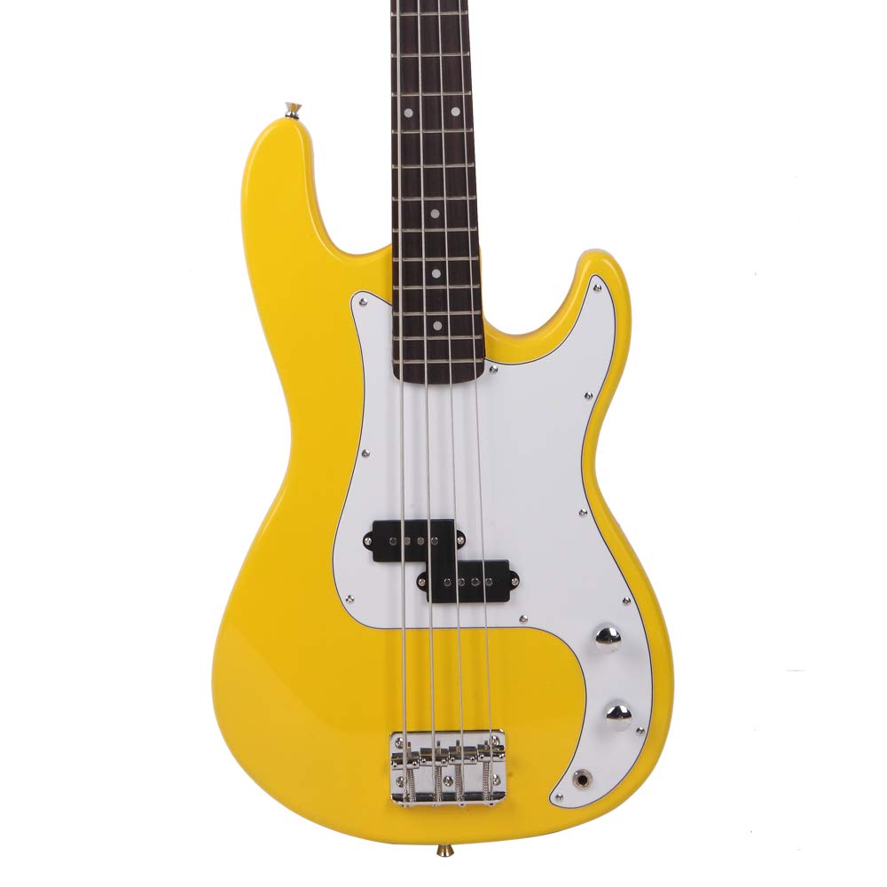 Glarry GP Bass Guitar Strap - Adjustable Padded Shoulder Strap with Pick Holder & Cable Wrench Tool (Yellow) - Perfect for Electric Bass Players & Musicians On Stage or Studio