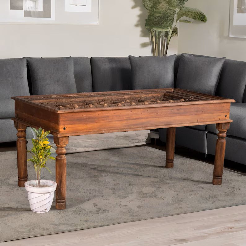 Hand-Carved Solid Wood Traditional Classic Center Table - Perfect for Living Room, Dining Room & Home Decor