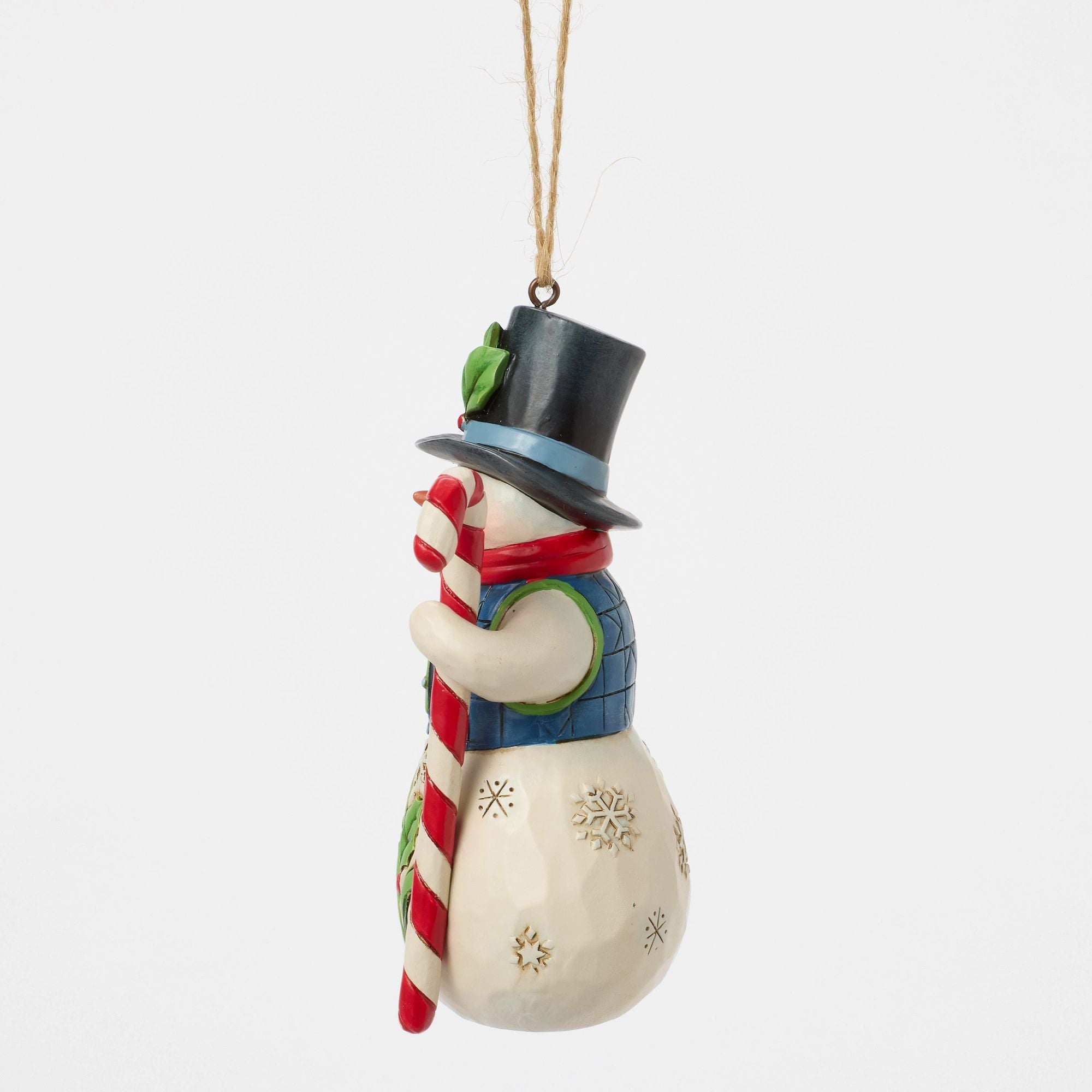Christmas Snowman with Candy Cane Ornament - Festive Holiday Decor for Tree, Home & Office Decoration