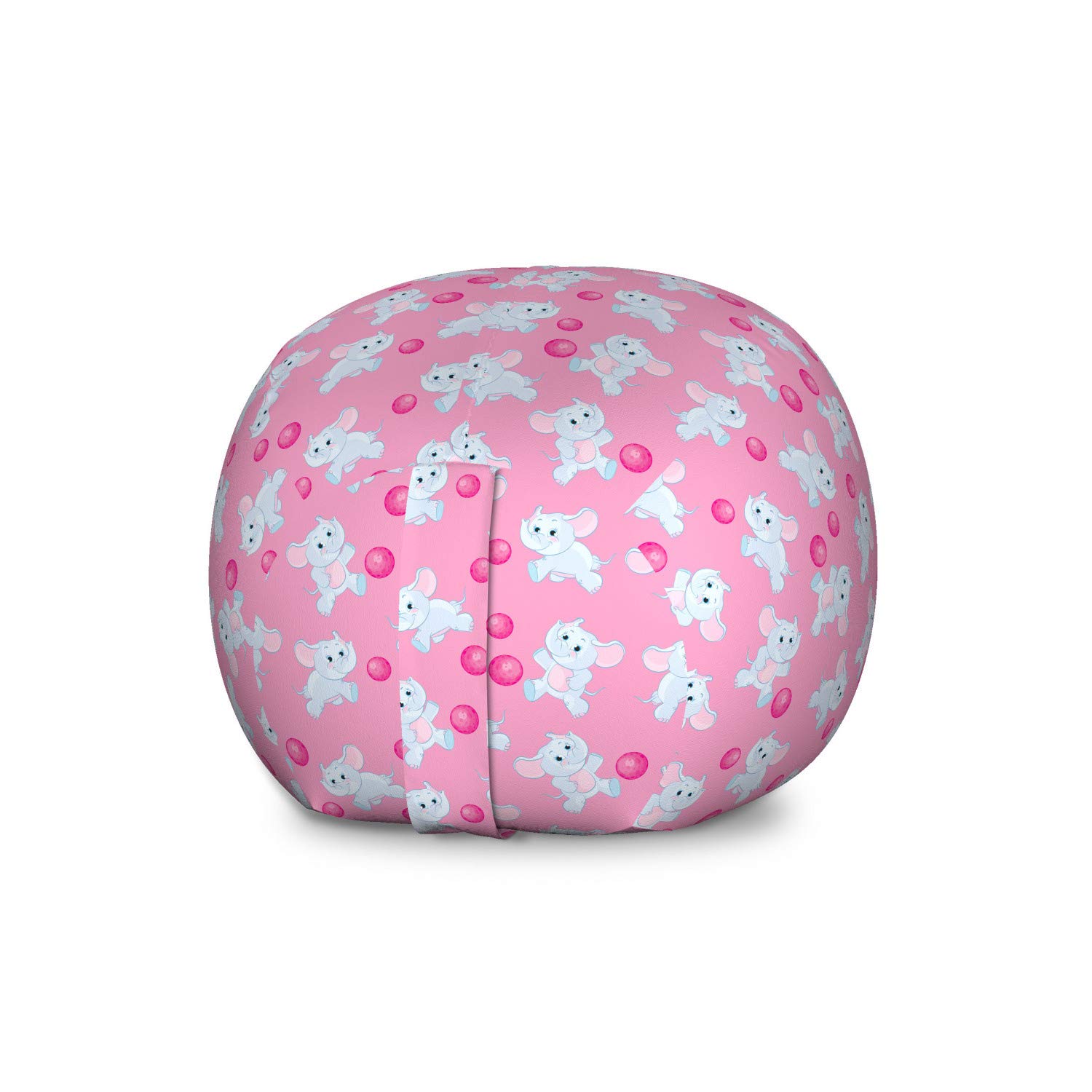 Ambesonne Animal Print Toy Storage Bag Chair - Large Washable Stuffed Animal Organizer for Kids Room, Girls Bedroom Decor in Pale Blue & Pink | Perfect for Playroom Organization & Cozy Reading Nook