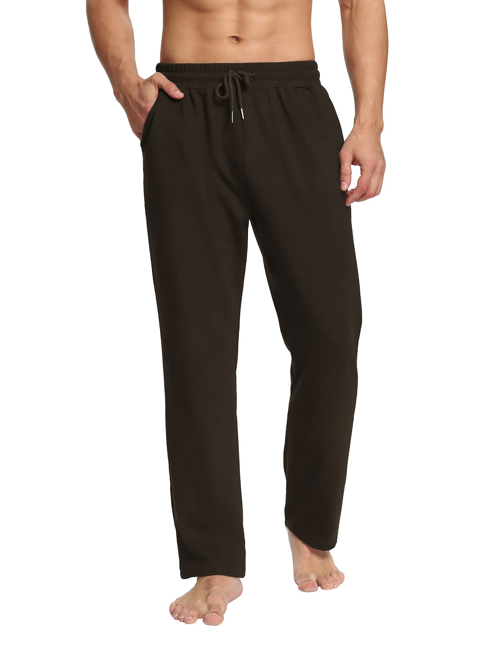 DIBAOLONG Men's Yoga Sweatpants - Open Bottom Workout Joggers, Loose Fit Lounge Pants with Drawstring & Pockets - Perfect for Gym, Yoga, Running and Home Relaxation
