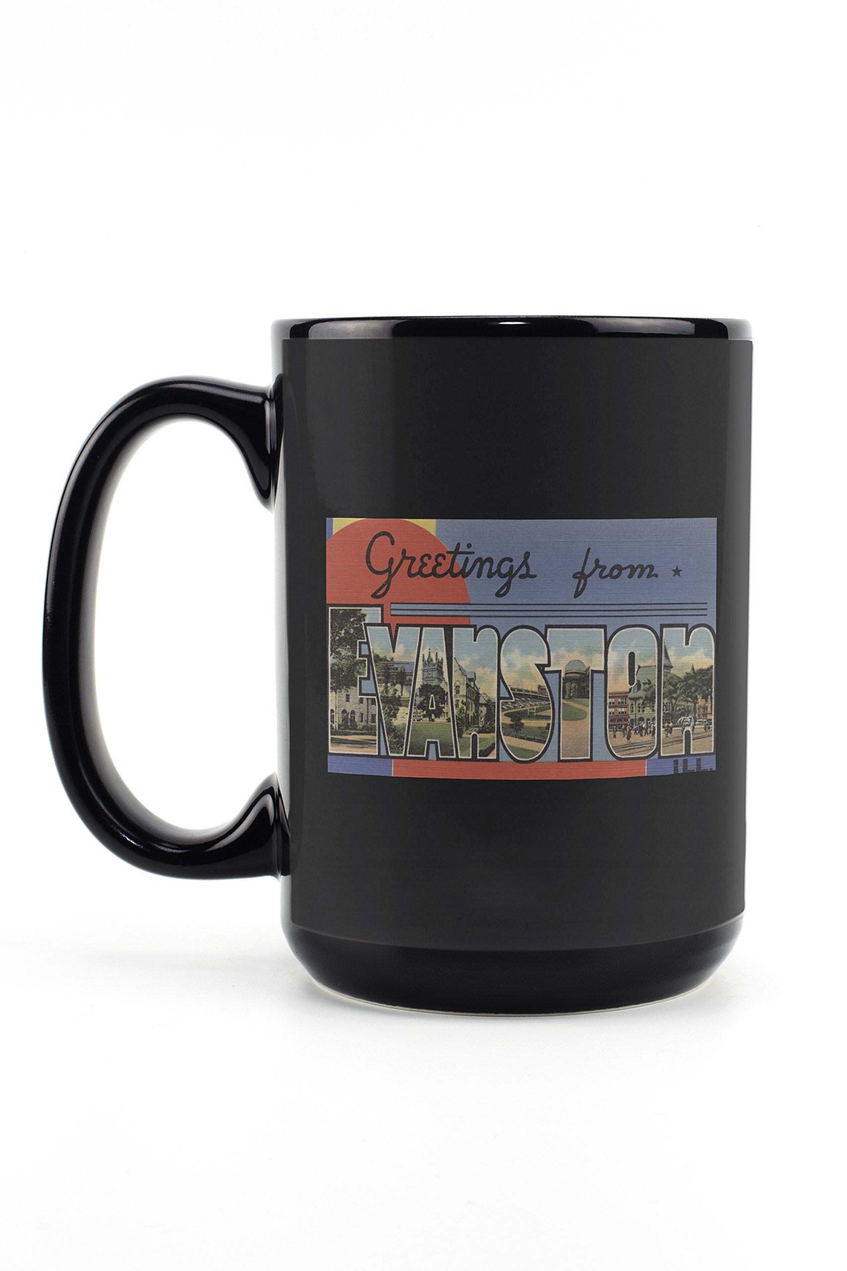 Vintage Halftone Evanston Illinois 15oz Ceramic Coffee Mug - Dishwasher & Microwave Safe - Perfect for Home, Office & Gift Giving