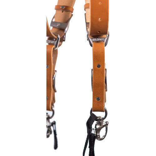 HoldFast Gear Money Maker Bridle Skinny 2 Camera Harness - Tan Small - Comfortable Dual Camera Strap for Wedding & Event Photographers - Perfect for Outdoor Shoots & Professional Photography