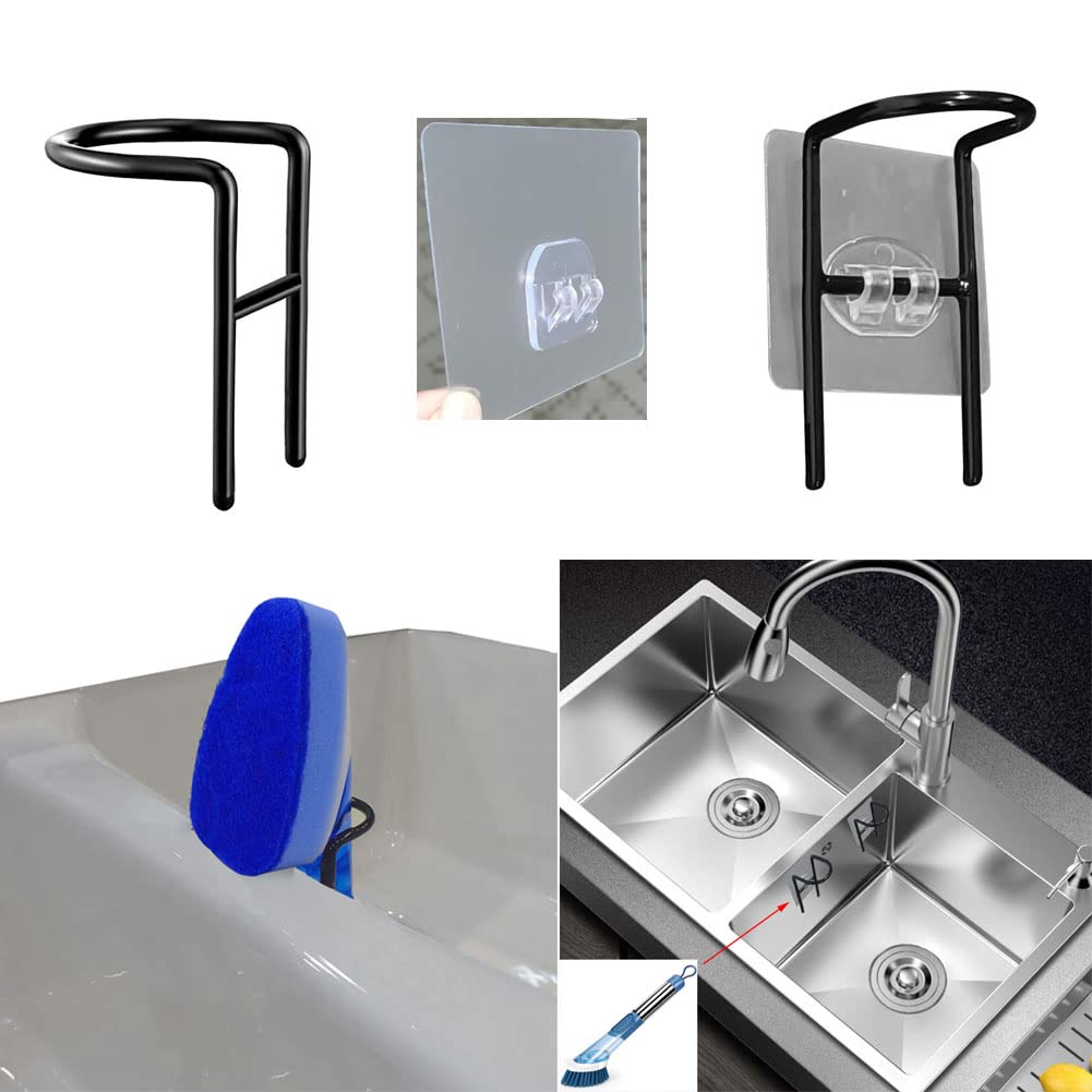 **XXHong 2-Pack Black Sponge Holder & Dish Wand Organizer - Sink Caddy for Kitchen Brushes, Sponges & Utensils | Perfect for Kitchen Sink Organization & Cleaning Tools Storage**