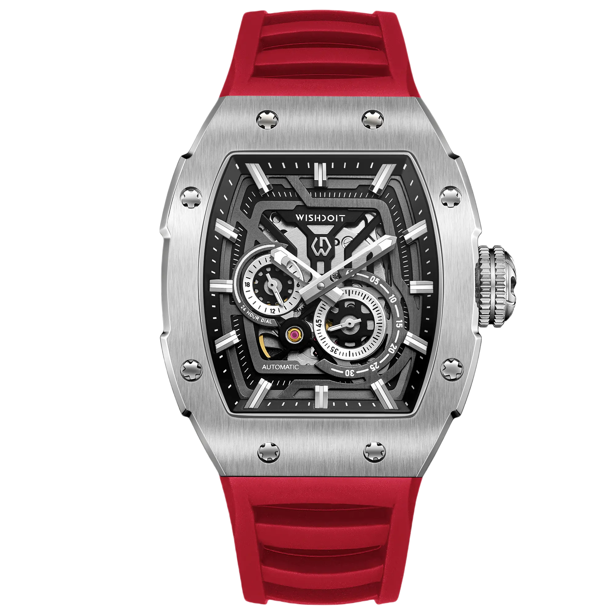 FULL SPEED Tonneau Skeleton Automatic Watch for Men - Luxury Mechanical Timepiece with Transparent Dial - Perfect for Business, Formal Events & Everyday Wear