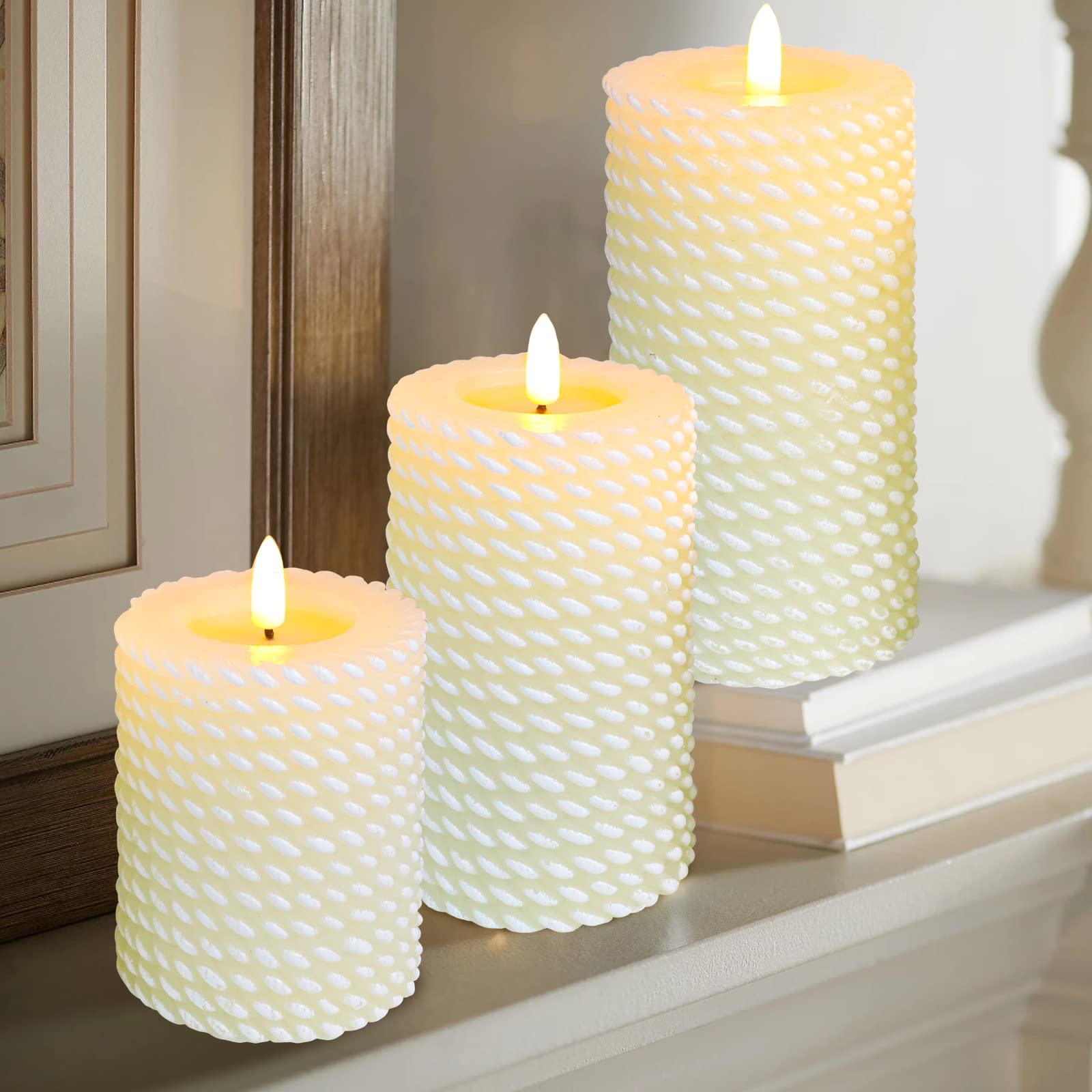 Flameless LED Candles Set of 3 - Remote Control, Real Wax Effect for Home Decor & Gifts