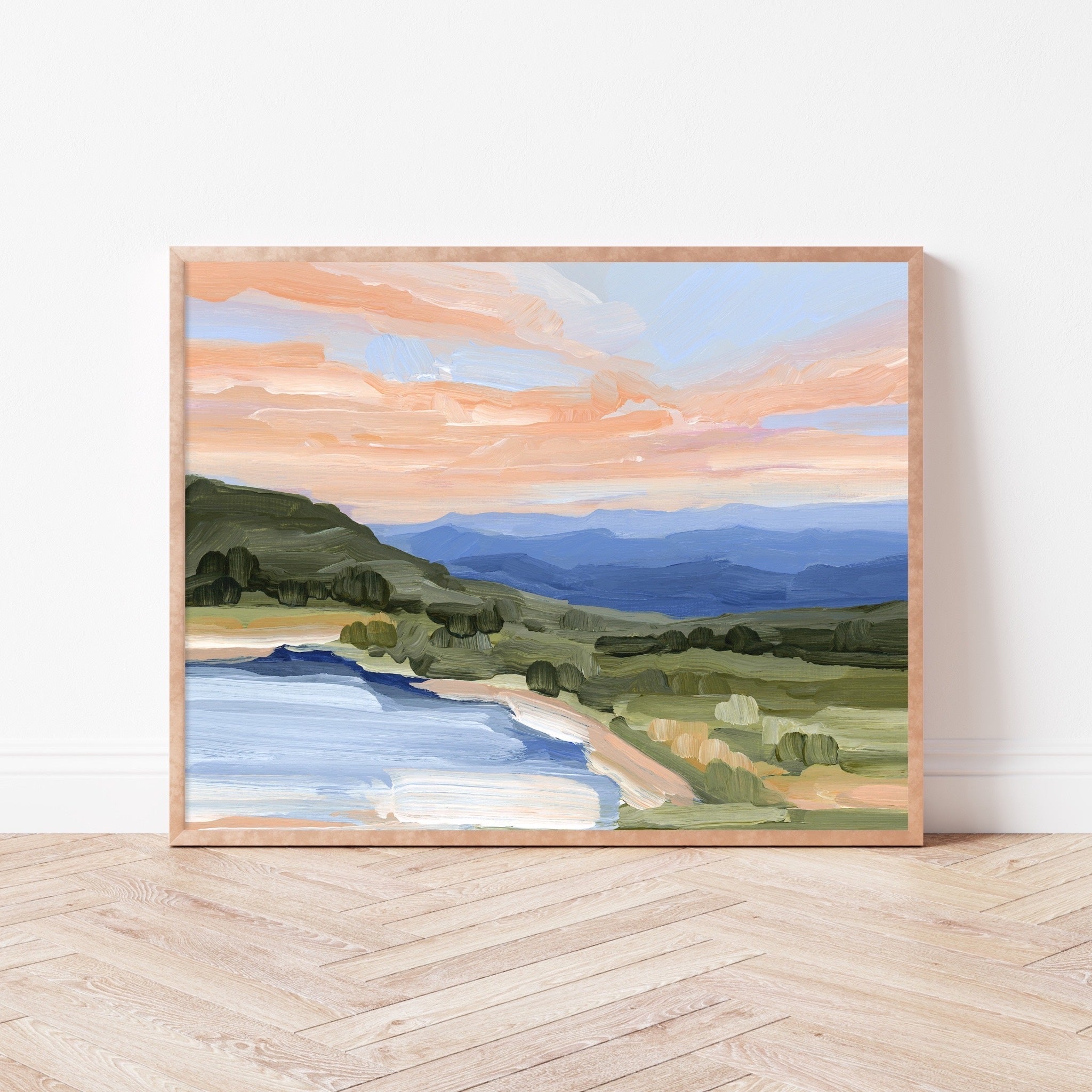 Blue Lake Art Print - Stunning Landscape Wall Decor for Living Room, Bedroom & Office | Premium Canvas Painting for Home & Office Decor