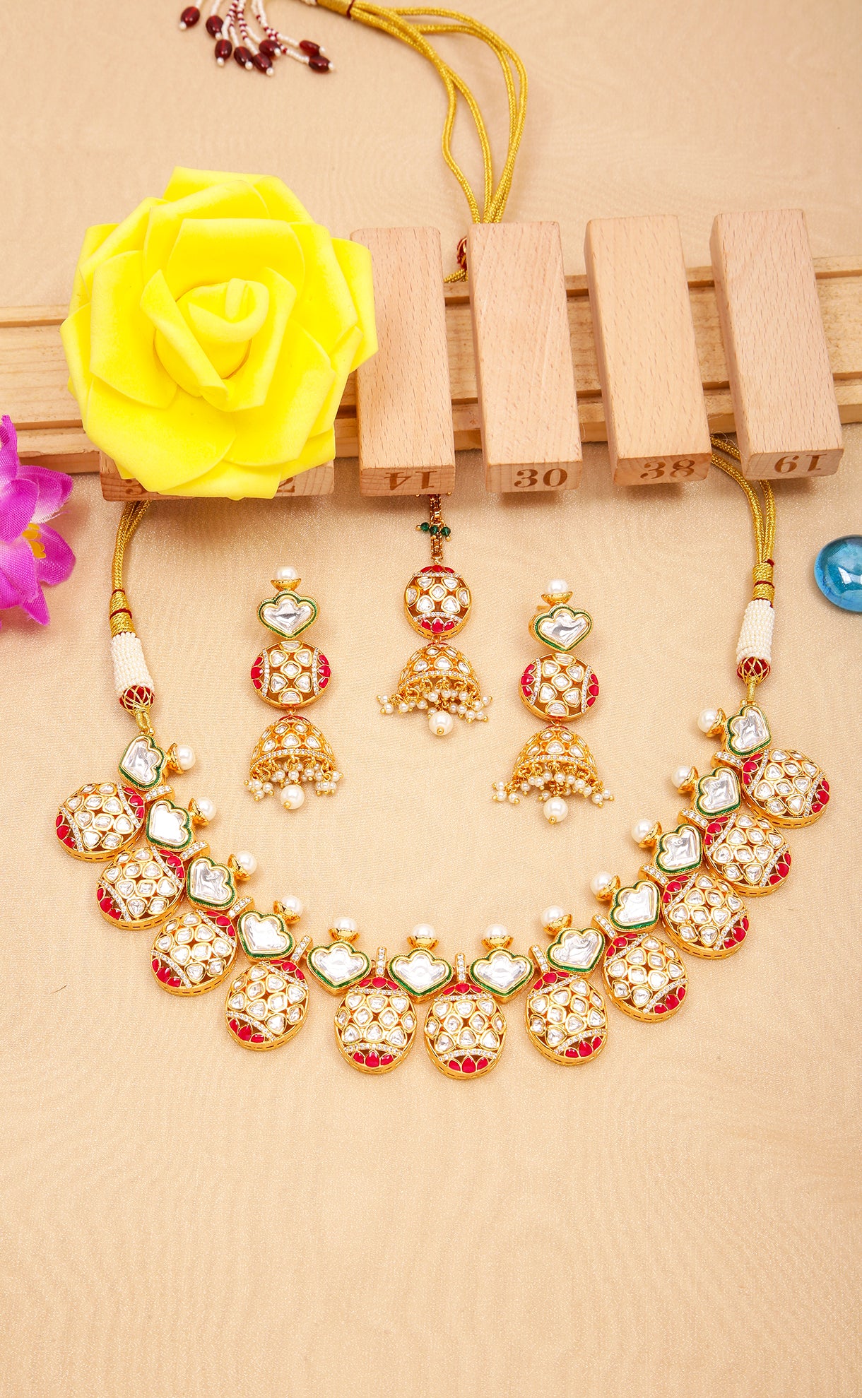 Elegant Gold Plated Royal Kundan Necklace & Earrings Set (D1175) | Indian Bridal Jewelry for Weddings, Parties & Special Occasions