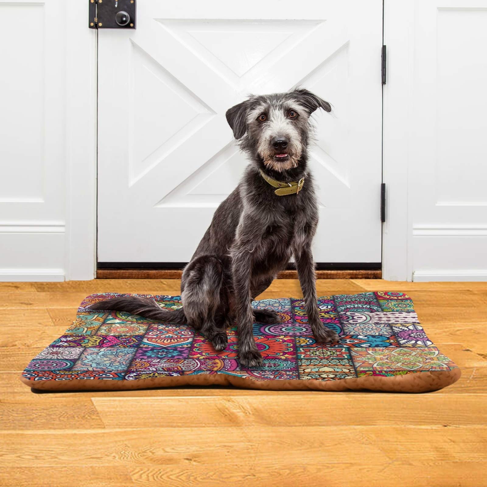 Retro Ottoman Style Dog Bed & Cat Bed - Rectangle Ultra Soft Comfortable Pet Bed for Small Medium Large Dogs - Calming Plush Cushion - 36x24 Inch - Perfect for Living Room, Bedroom or Pet Nursery