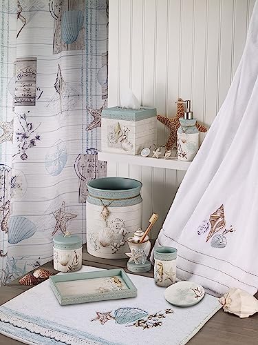 Avanti Linens Decorative Wastebasket - Farmhouse Chic Trash Can for Home & Office, Shell Collection | Perfect for Bedroom, Bathroom & Kitchen Organization