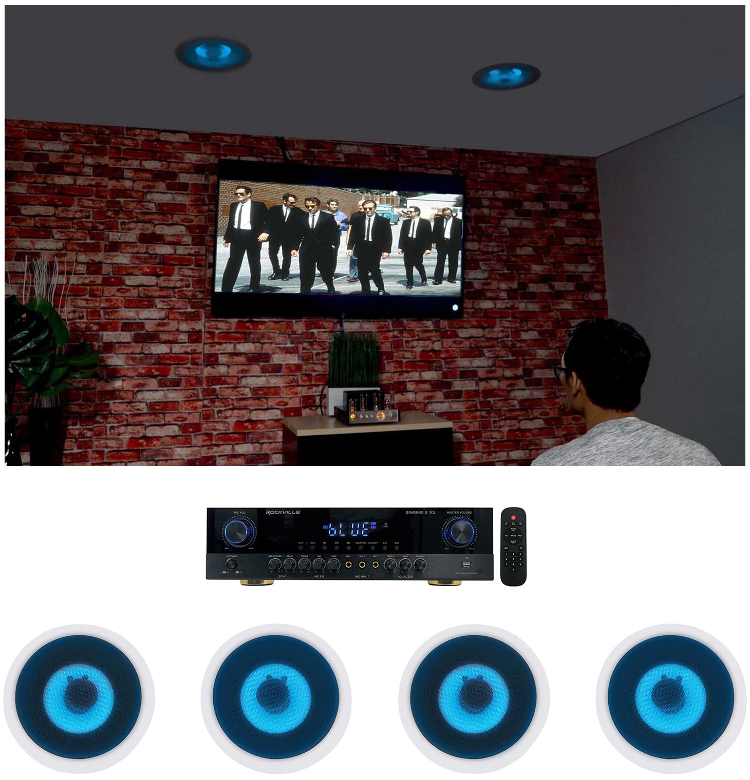 Rockville SINGMIX 5 Bluetooth Home Stereo Receiver with (4) 6.5