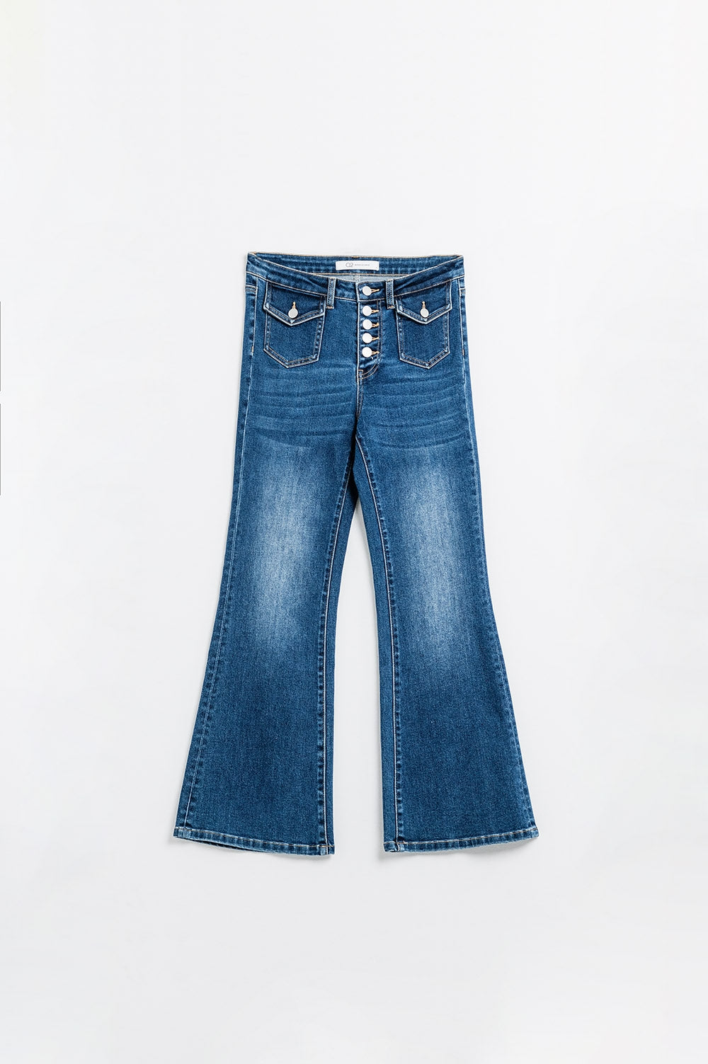 Medium Blue Flared Jeans with Pockets - Stylish Women's Denim for Casual Wear & Everyday Outfits