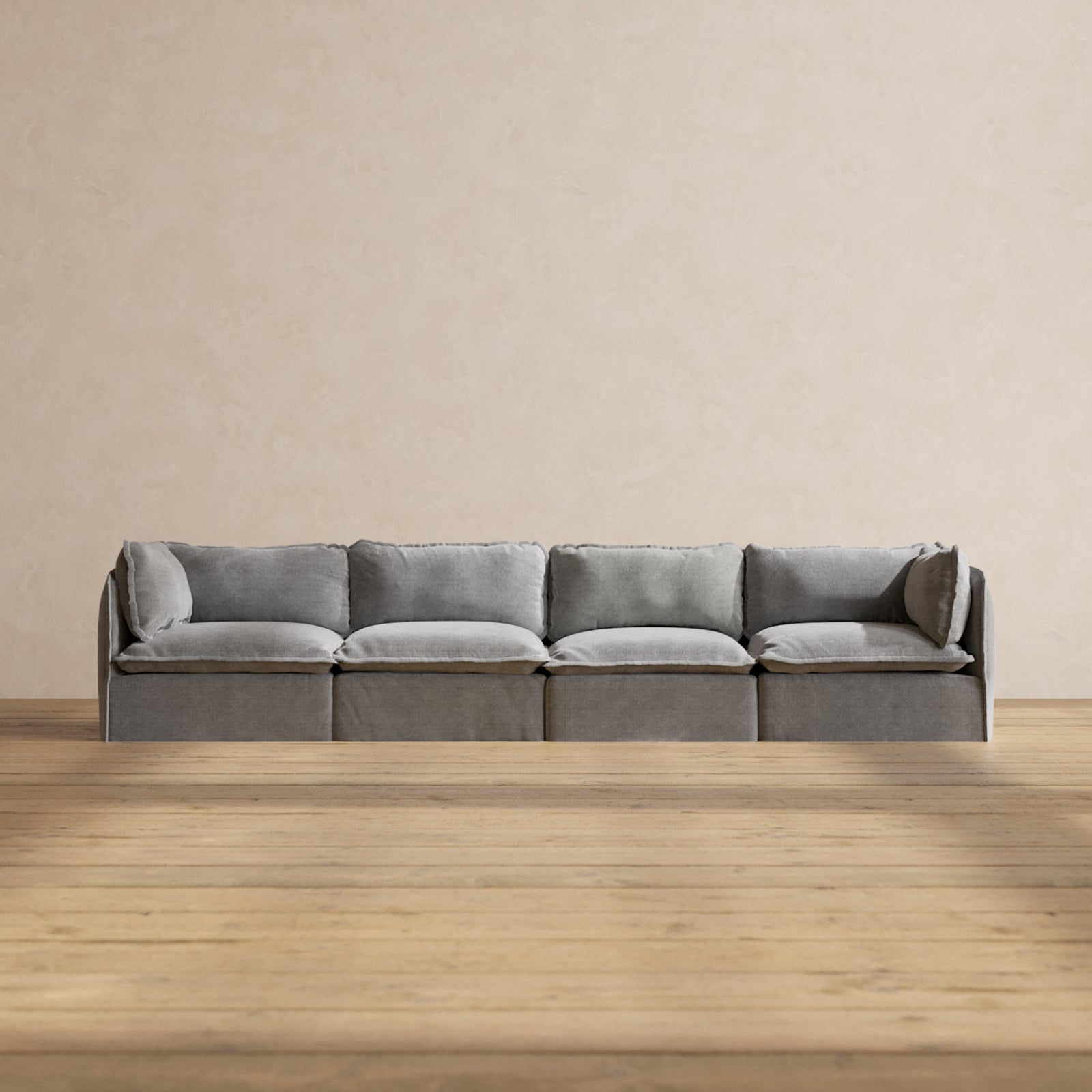 Premium Modular Performance 4-Seater Sofa in Ash Gray | Modern Comfort Blend for Living Room, Lounge & Entertainment Spaces