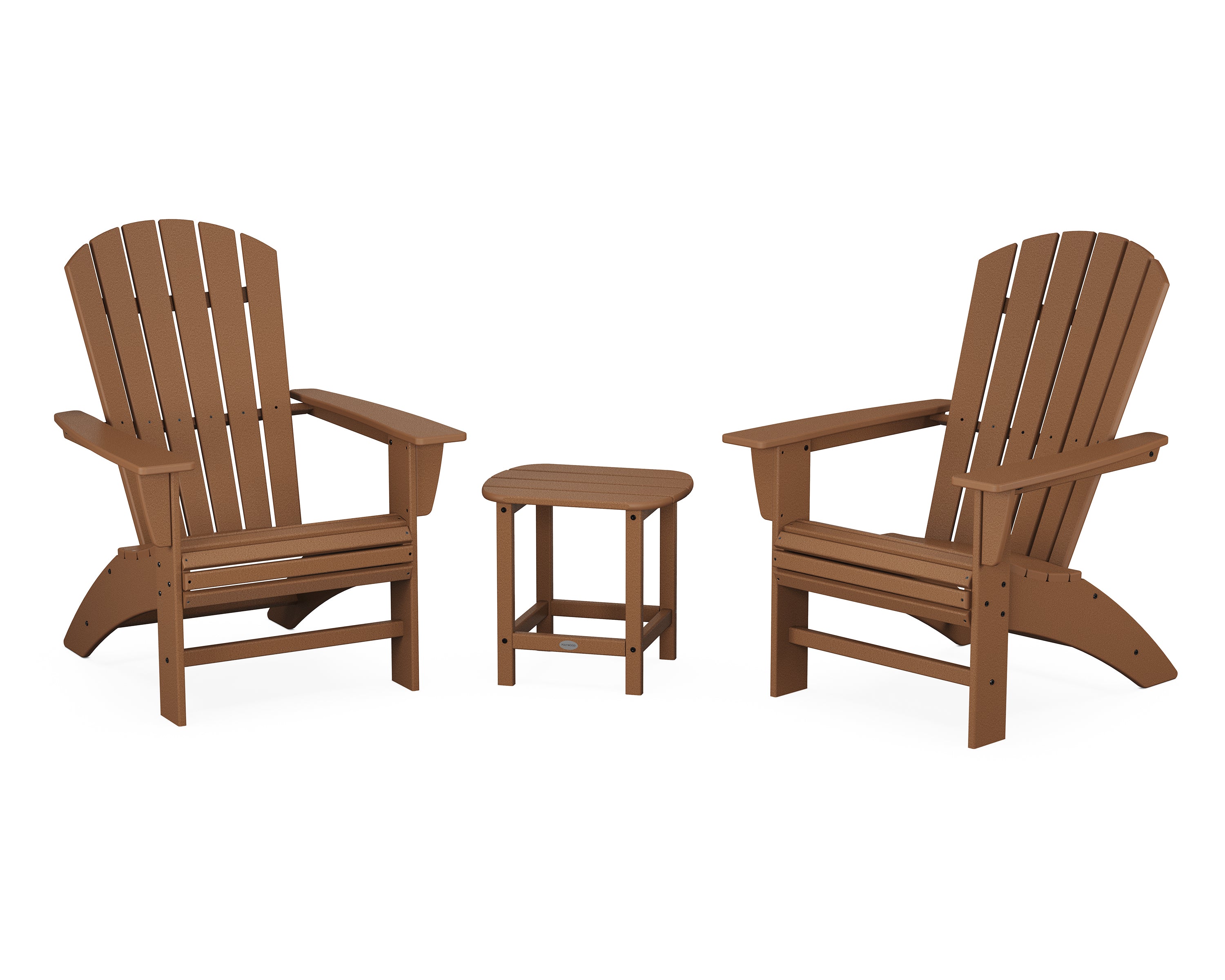 POLYWOOD Nautical 3-Piece Curveback Adirondack Chair Set - Outdoor Patio Furniture for Beach, Poolside & Garden Relaxation