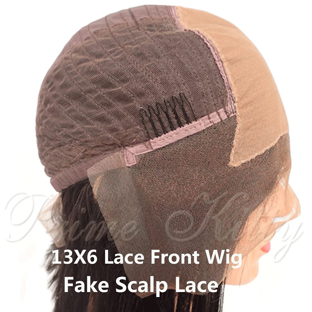 13x6 Lace Front Wig Brazilian Human Hair - Pre Plucked 9A Wet & Wavy Glueless Wig for Black Women | Fake Scalp Lace Wig with Afro Kinky Curly Style & Small Cap 8